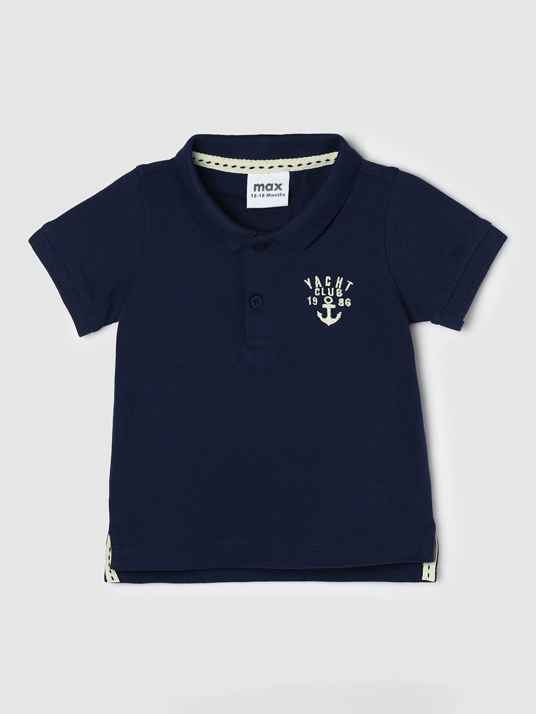 

max Boys Polo Collar Cotton T-shirt, Navy blue