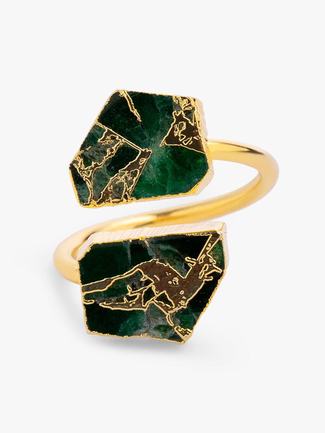

March by FableStreet 18K Gold-Plated Rhodium-Plated Turquoise Ring, Green