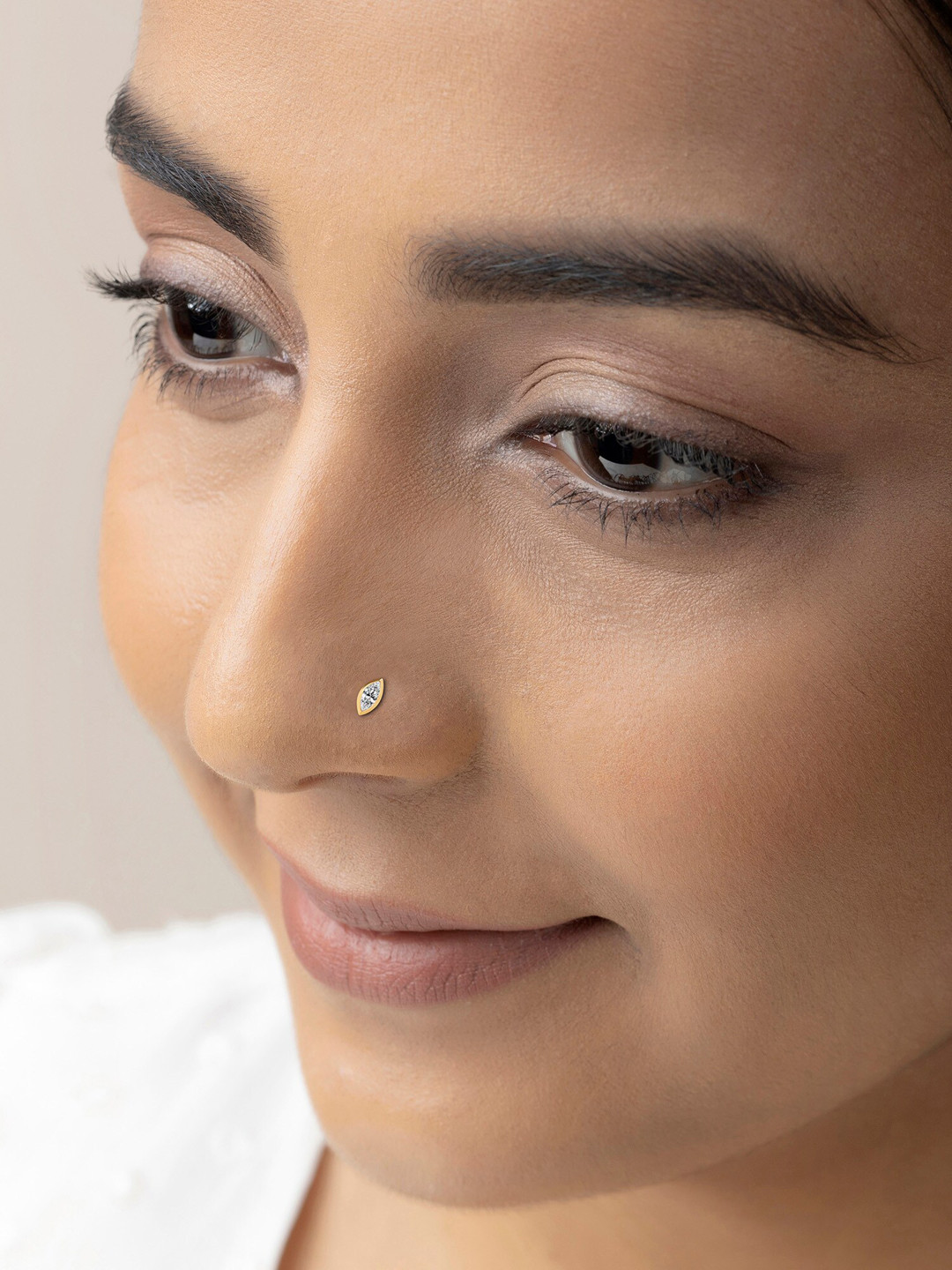 

March by FableStreet 18k Gold-Plated Sterling Silver Zircon Marquise Nose Pin