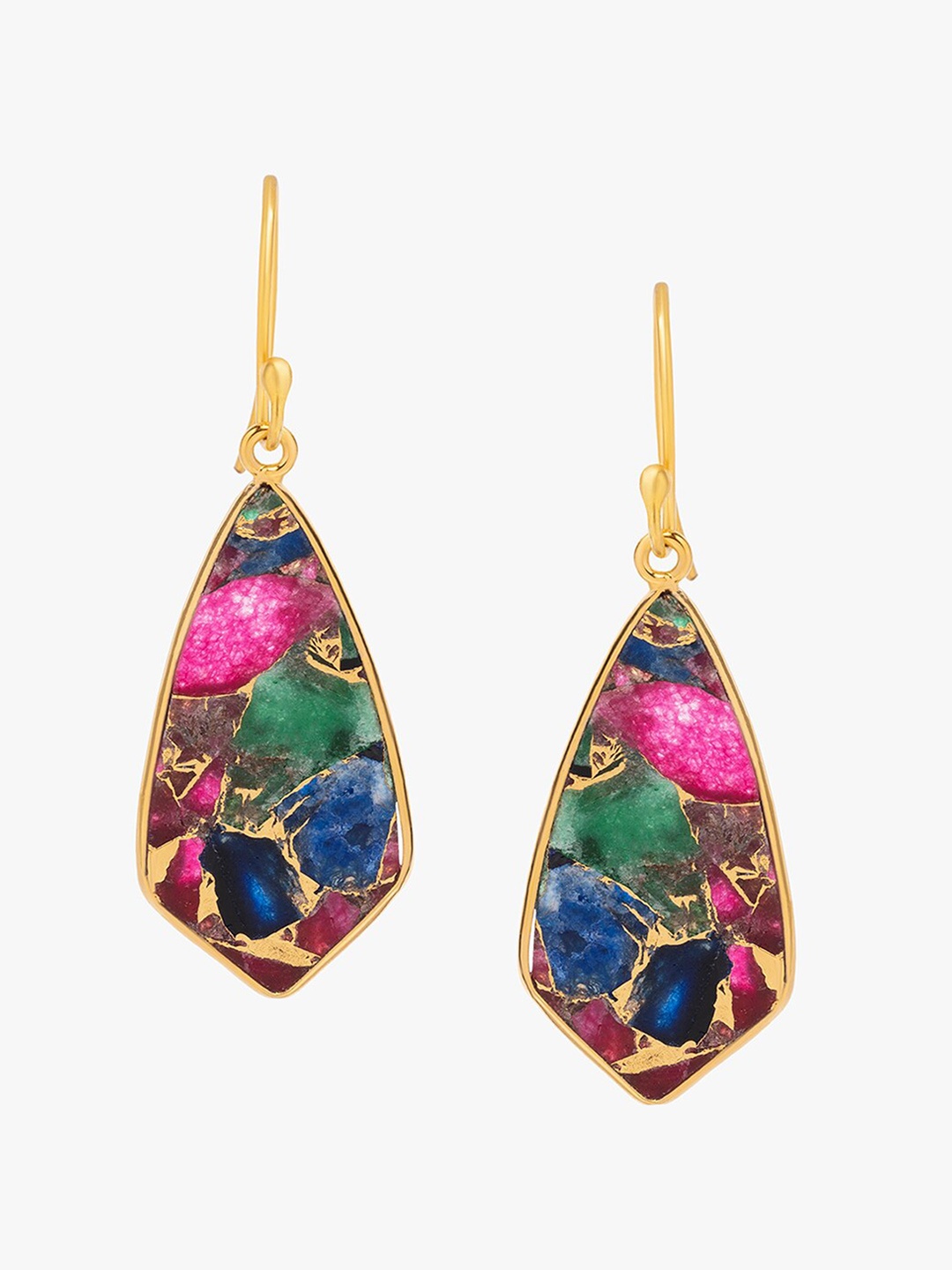 

March by FableStreet Gold-Plated Geometric Turquoise Drop Earrings