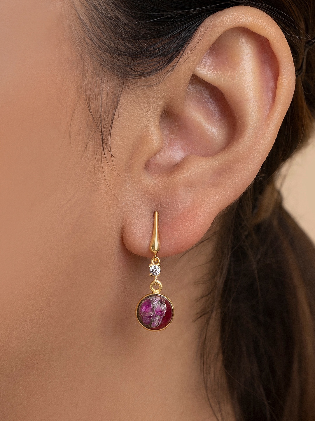 

March by FableStreet Gold-Plated Contemporary Turquoise Drop Earrings