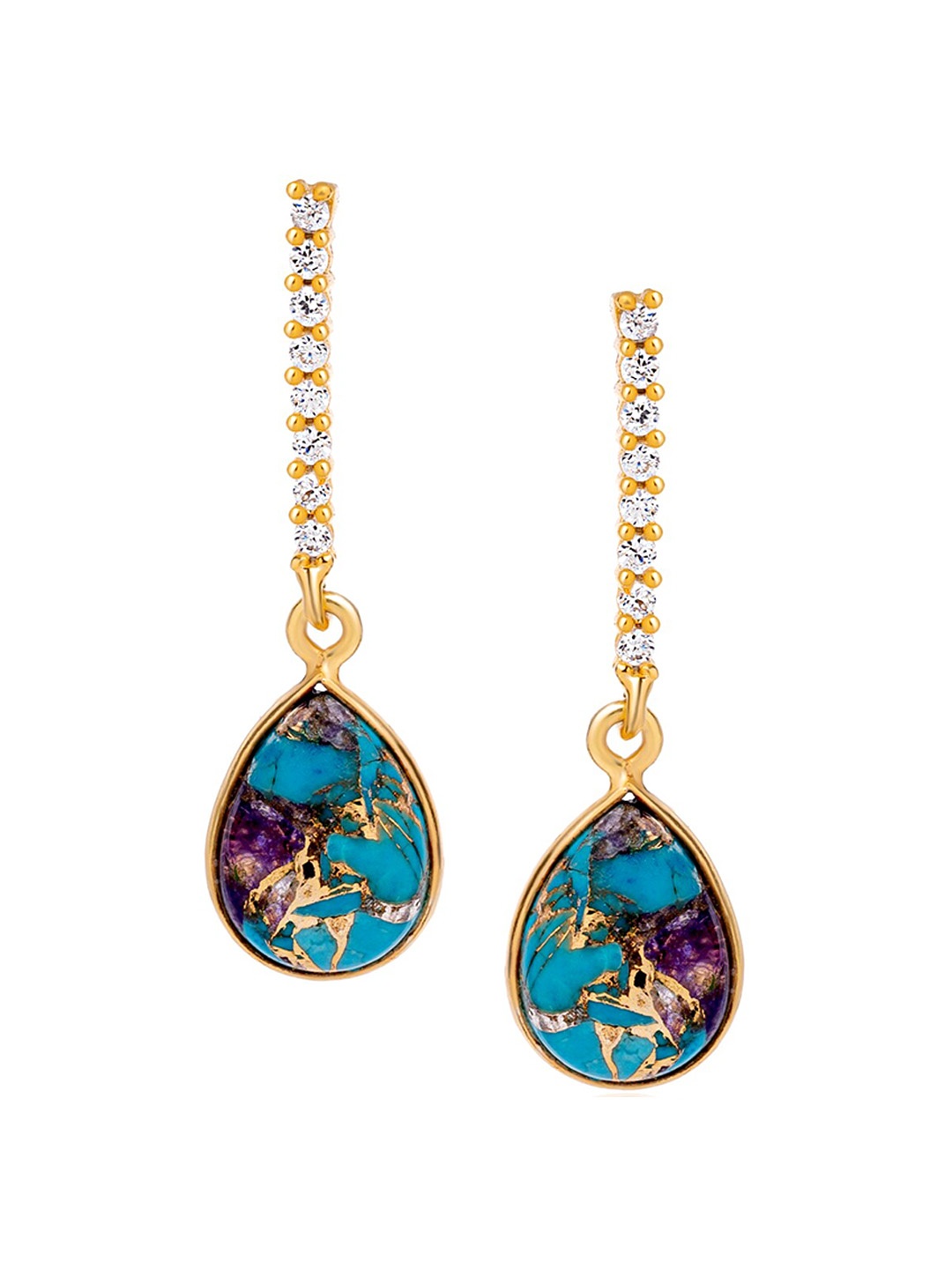 

March by FableStreet Gold-Plated Teardrop Turquoise Drop Earrings