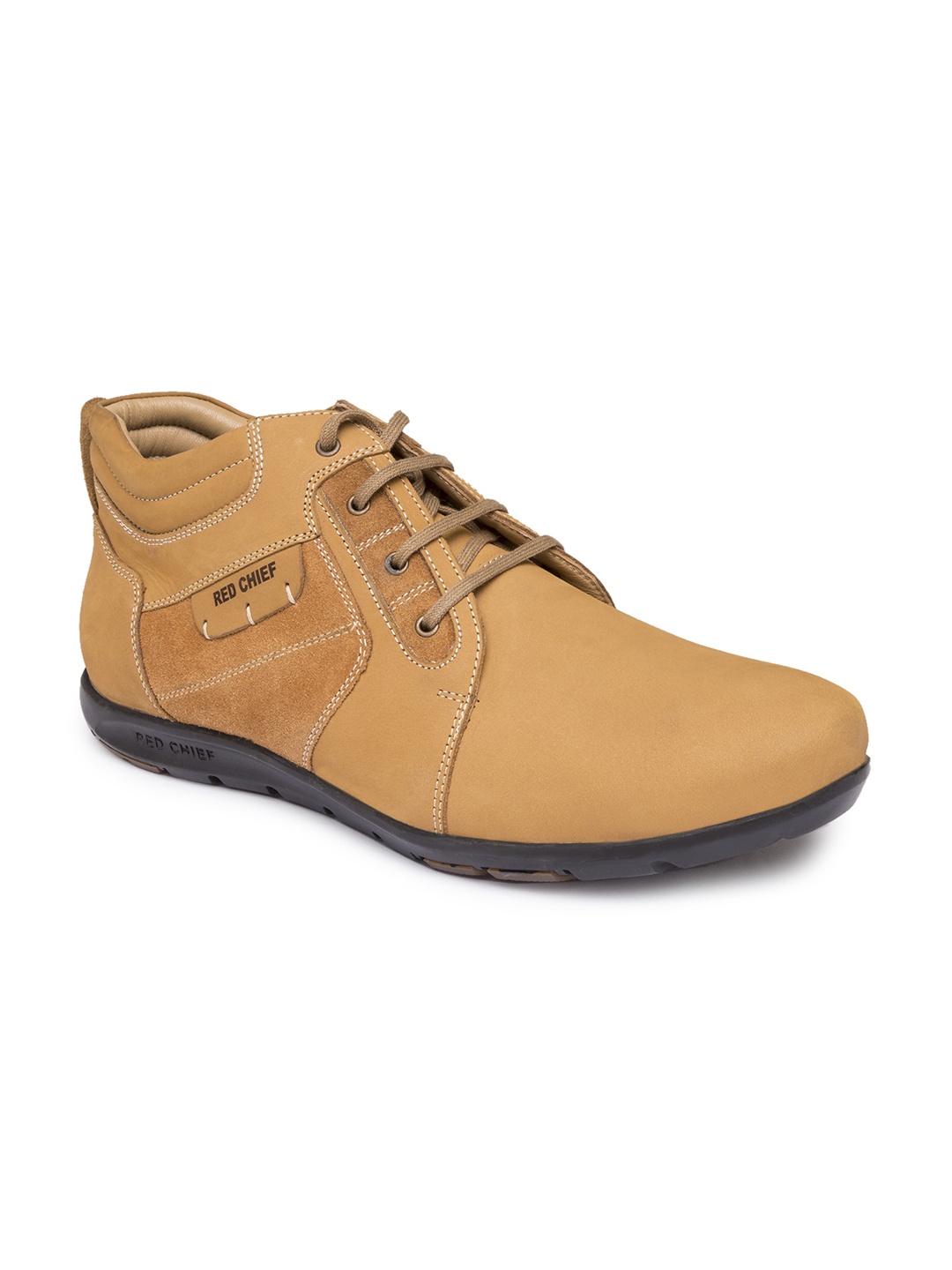 

Red Chief Men Brown Solid Leather Mid-Top Derbys