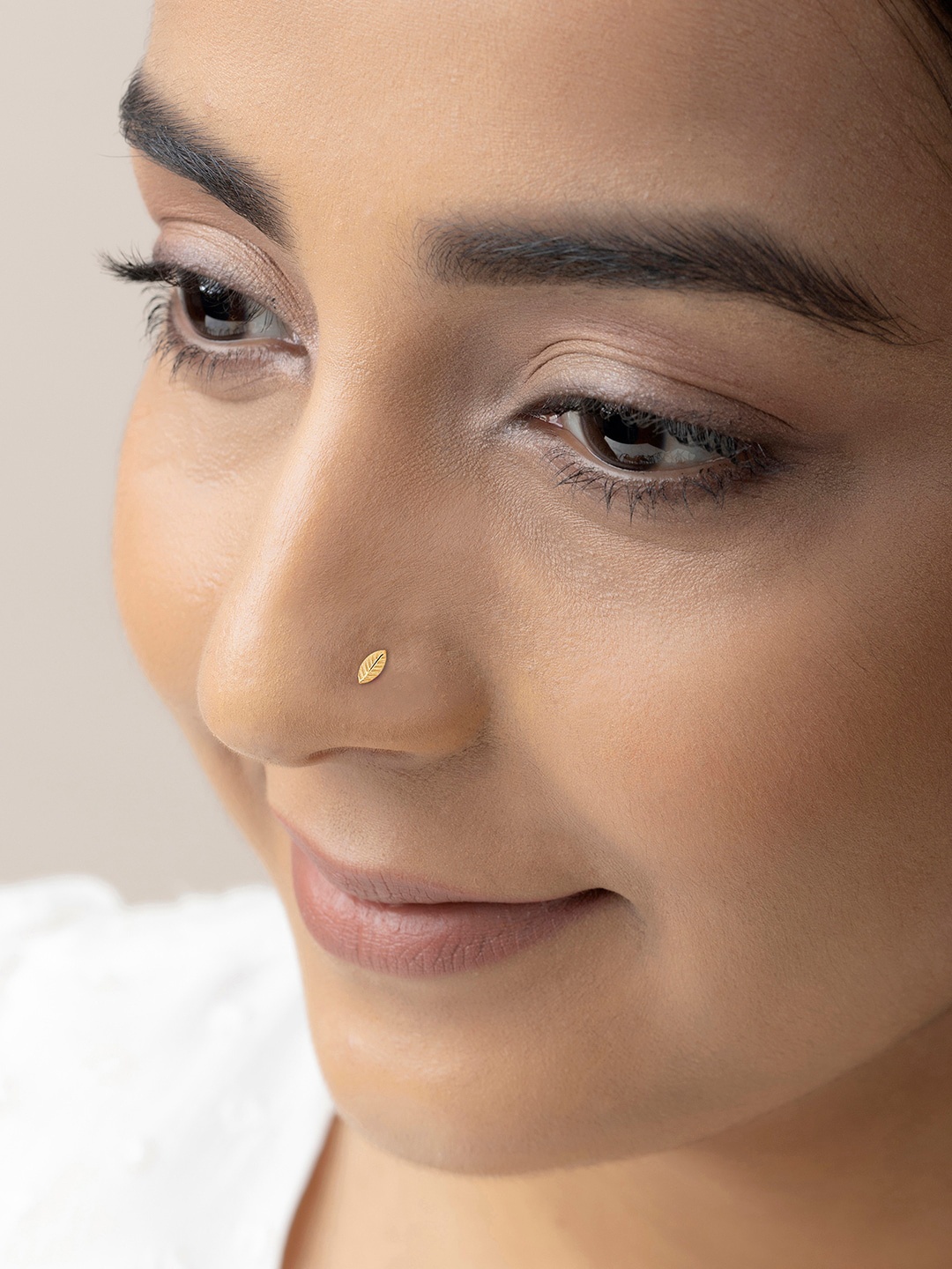 

March by FableStreet Gold Plated Leaf Shaped Nose Pin