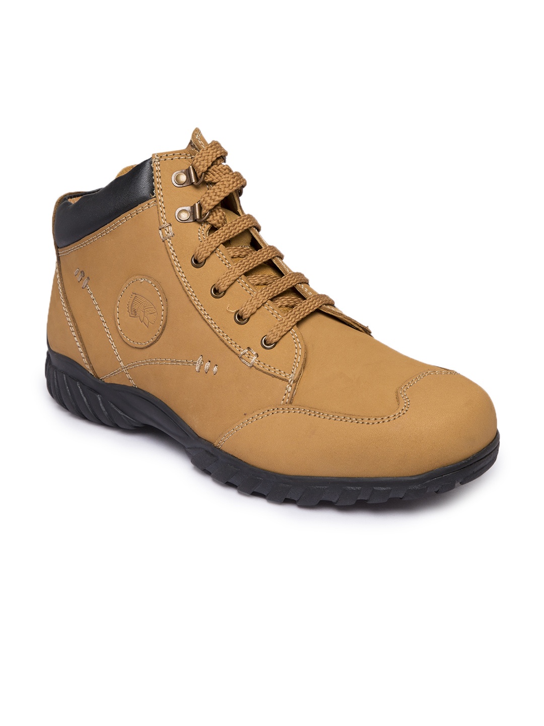 

Red Chief Men Tan Solid Leather Trekking Shoes