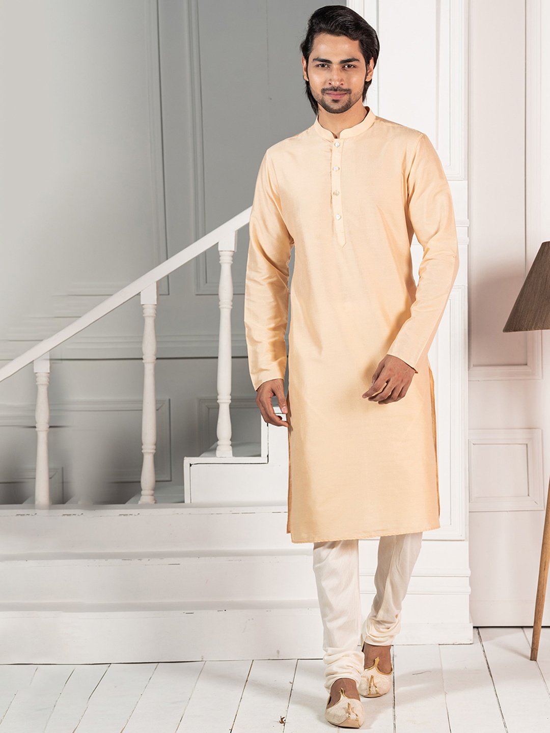 

KISAH Mandarin Collar Straight Kurta, Beige