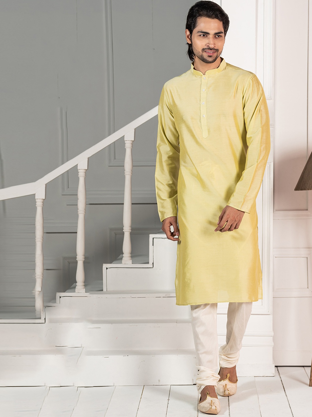 

KISAH Mandarin Collar Cotton Straight Kurta, Cream