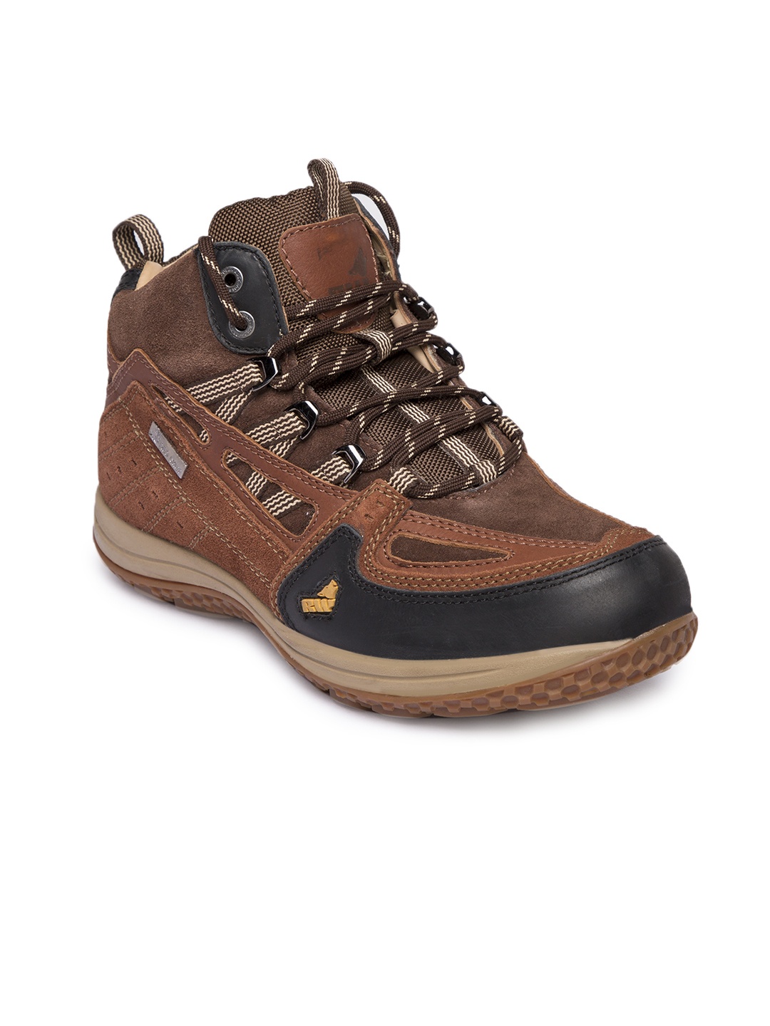 

Red Chief Men Brown Solid Leather Mid-Top Boots