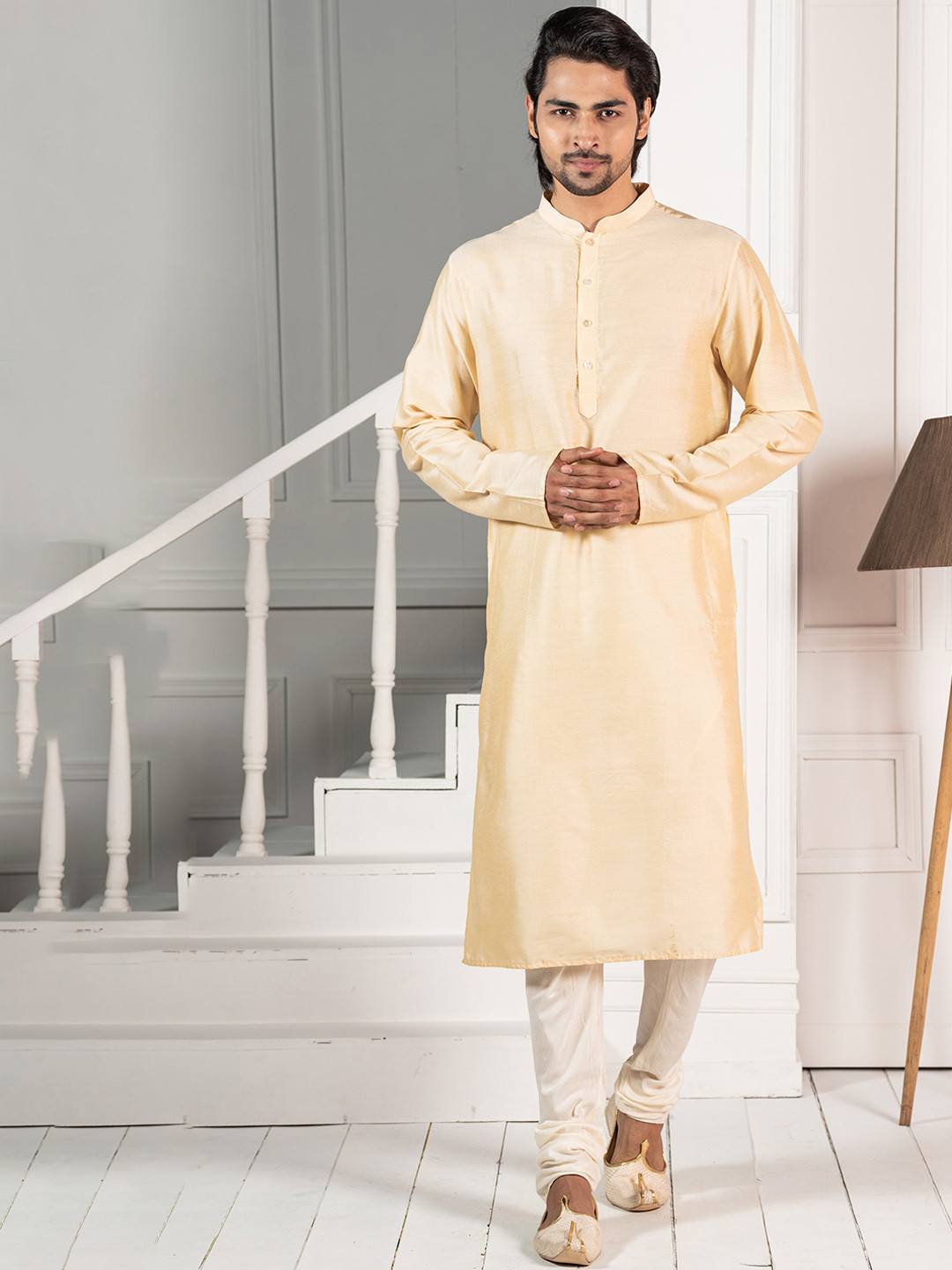 

KISAH Mandarin Collar Cotton Straight Kurta, Yellow