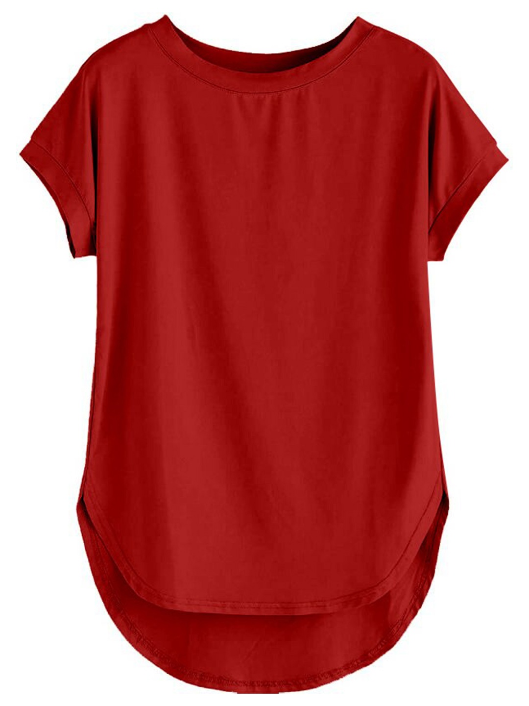 

AUSK Round Neck Extended Sleeves Cotton Longline Top, Red