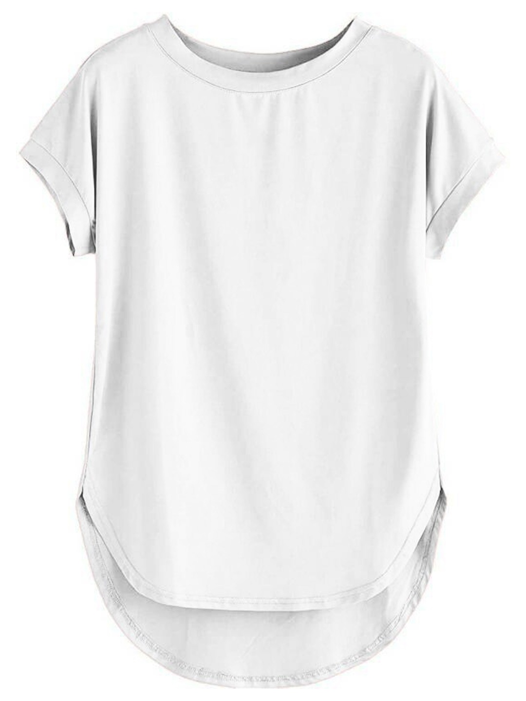 

AUSK Round Neck Extended Sleeves Cotton Longline Top, White