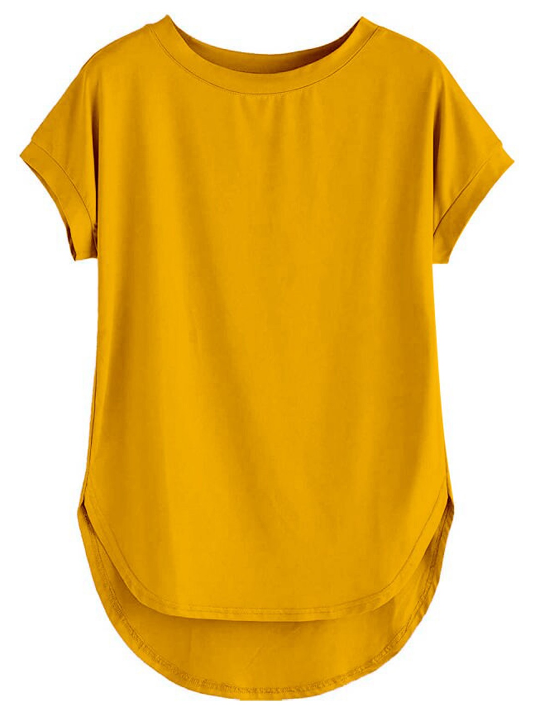 

AUSK Round Neck Extended Sleeves Cotton Longline Top, Mustard