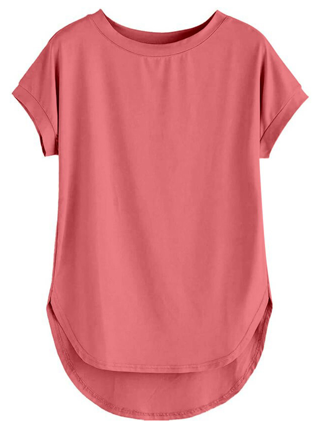 

AUSK Round Neck Extended Sleeves Cotton Longline Top, Peach