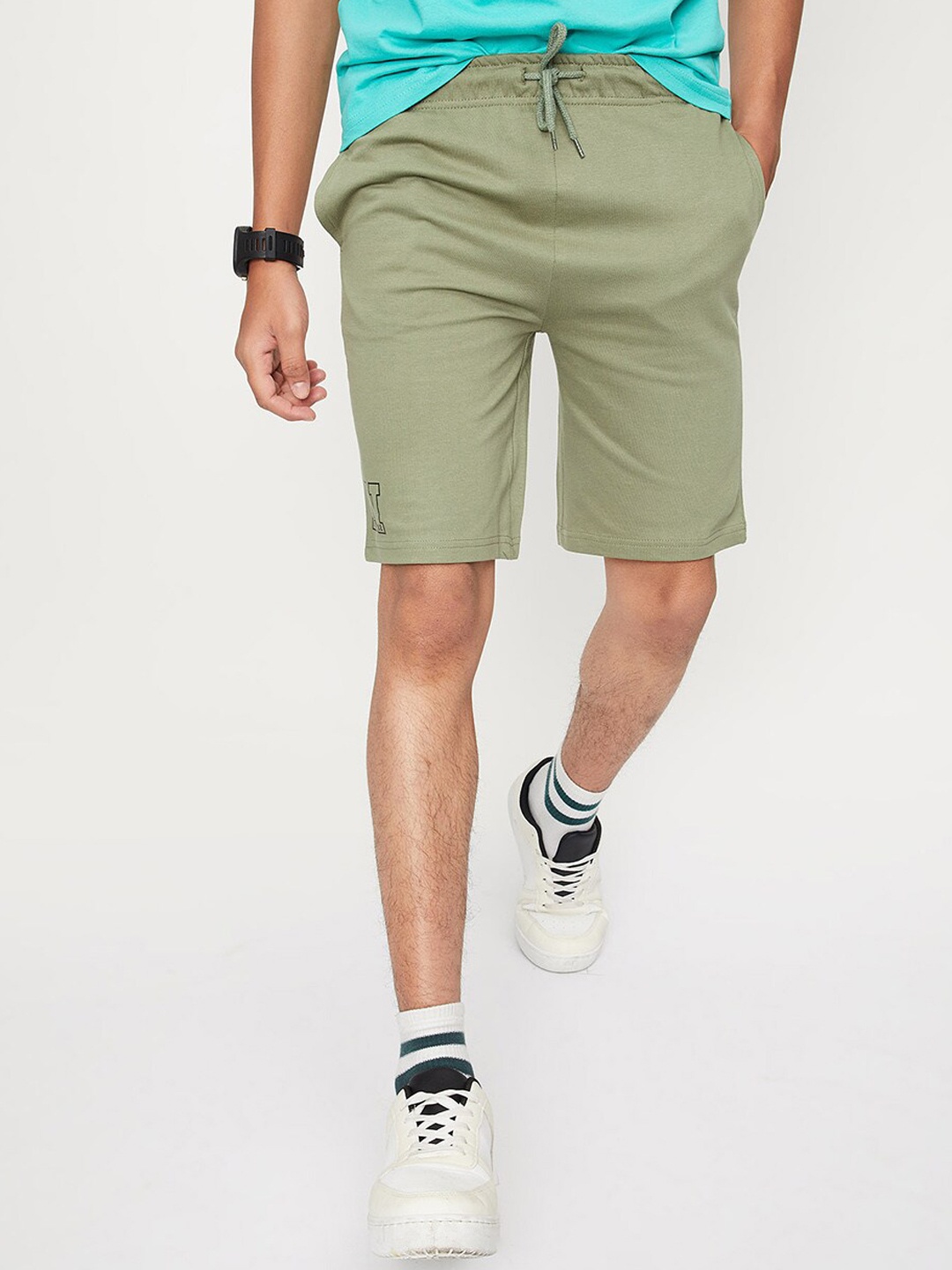 

max Boys Mid-Rise Pure Cotton Shorts, Green