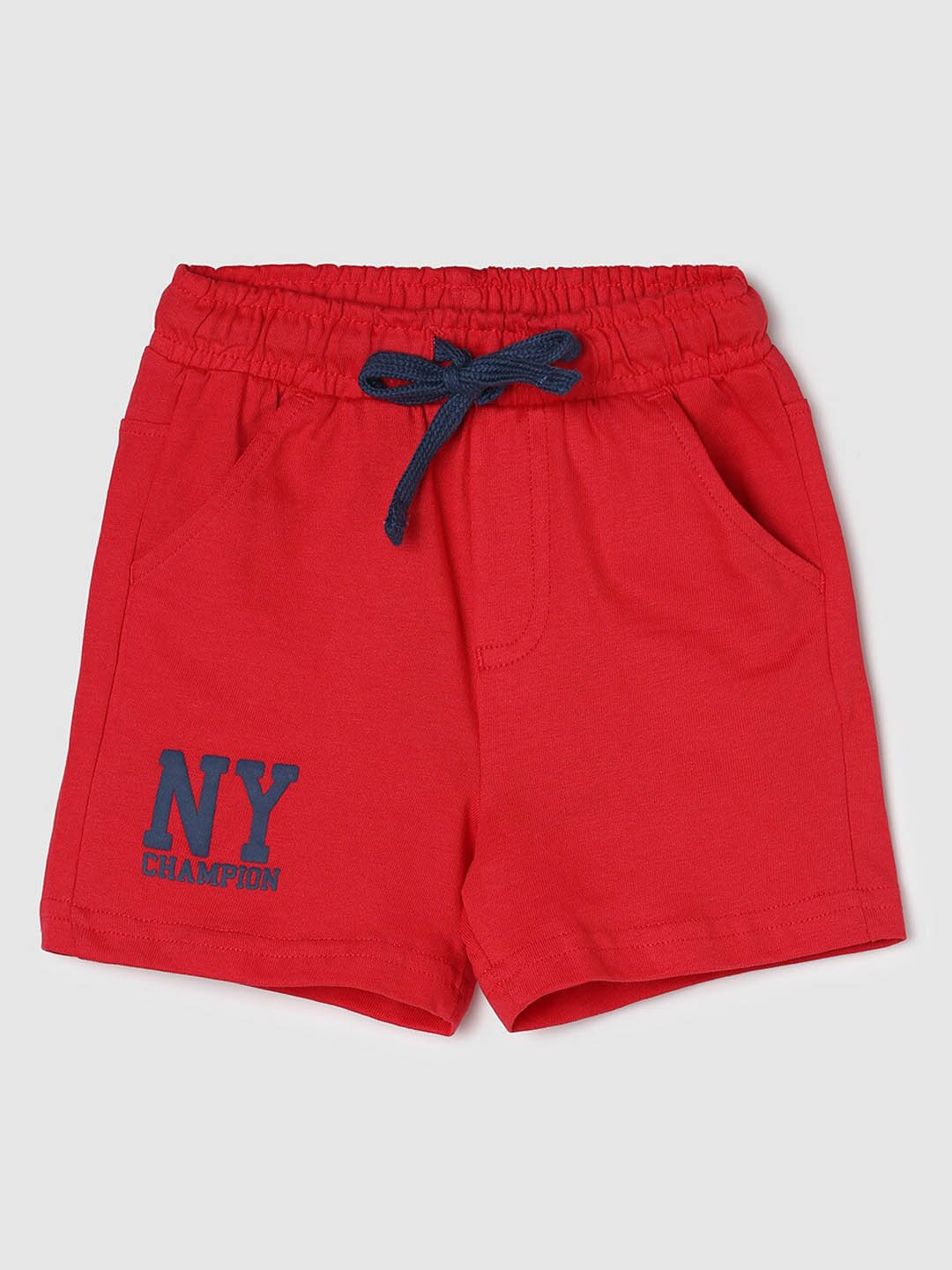 max Boys Mid-Rise Pure Cotton Shorts, Red
