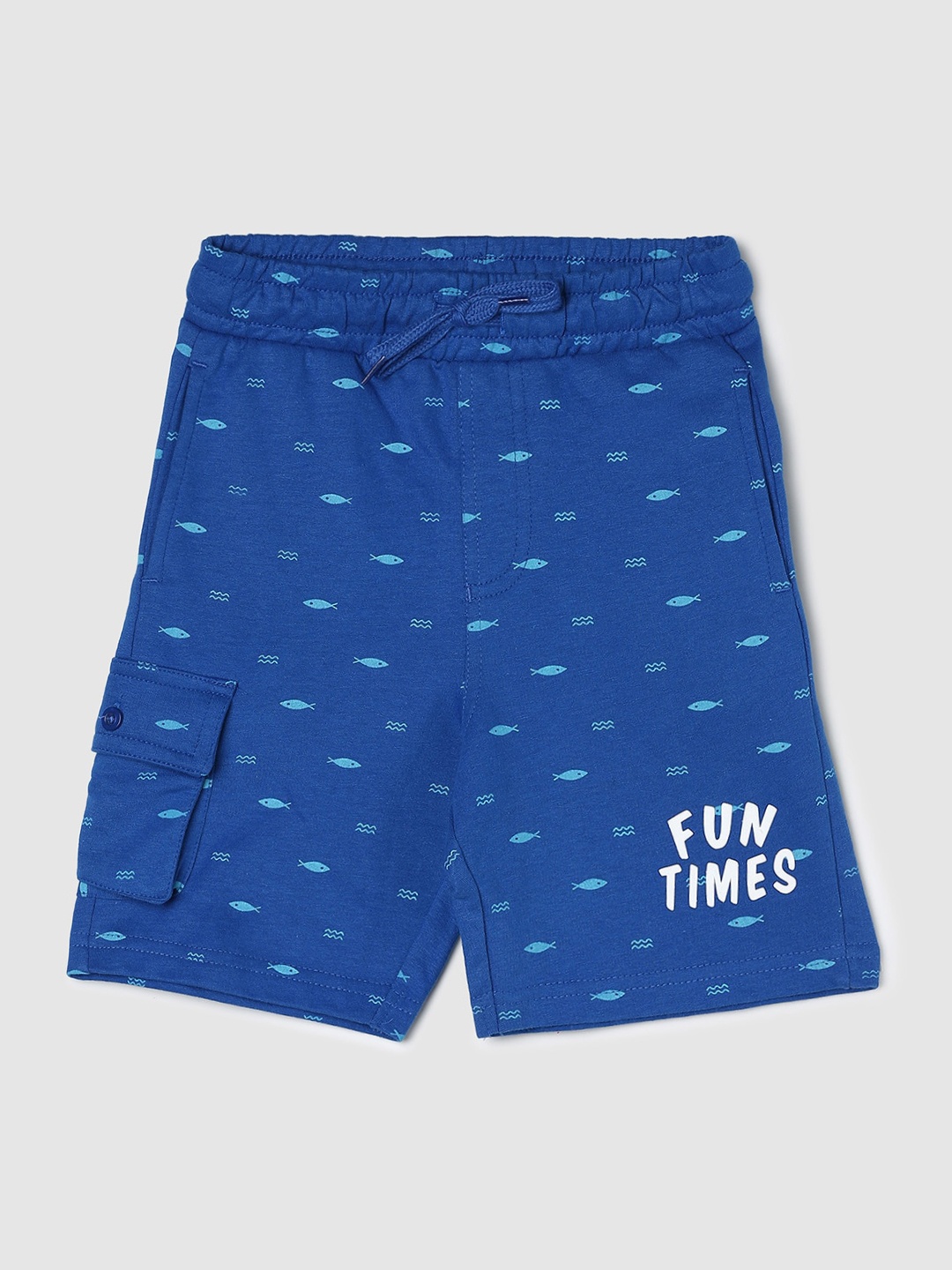 

max Boys Conversational Printed Pure Cotton Shorts, Blue