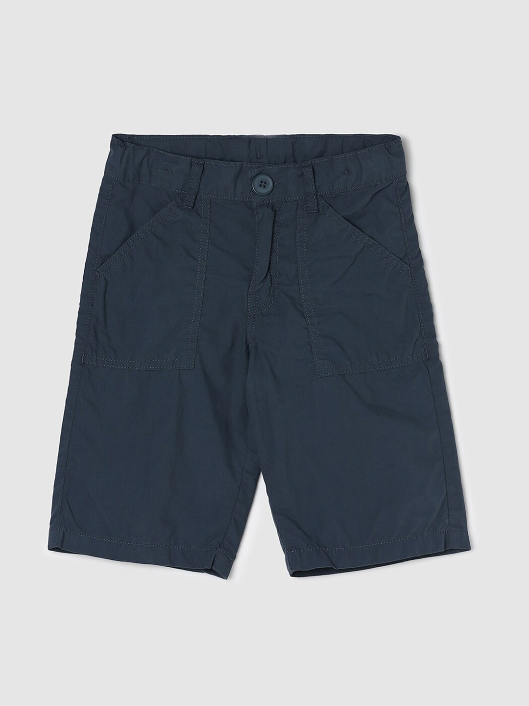 

max Boys Mid-Rise Pure Cotton Shorts, Navy blue