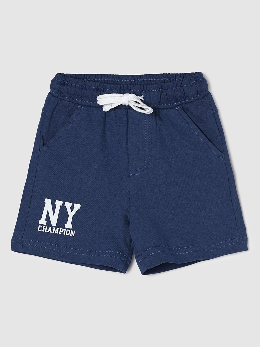 

max Boys Mid Rise Pure Cotton Shorts, Navy blue