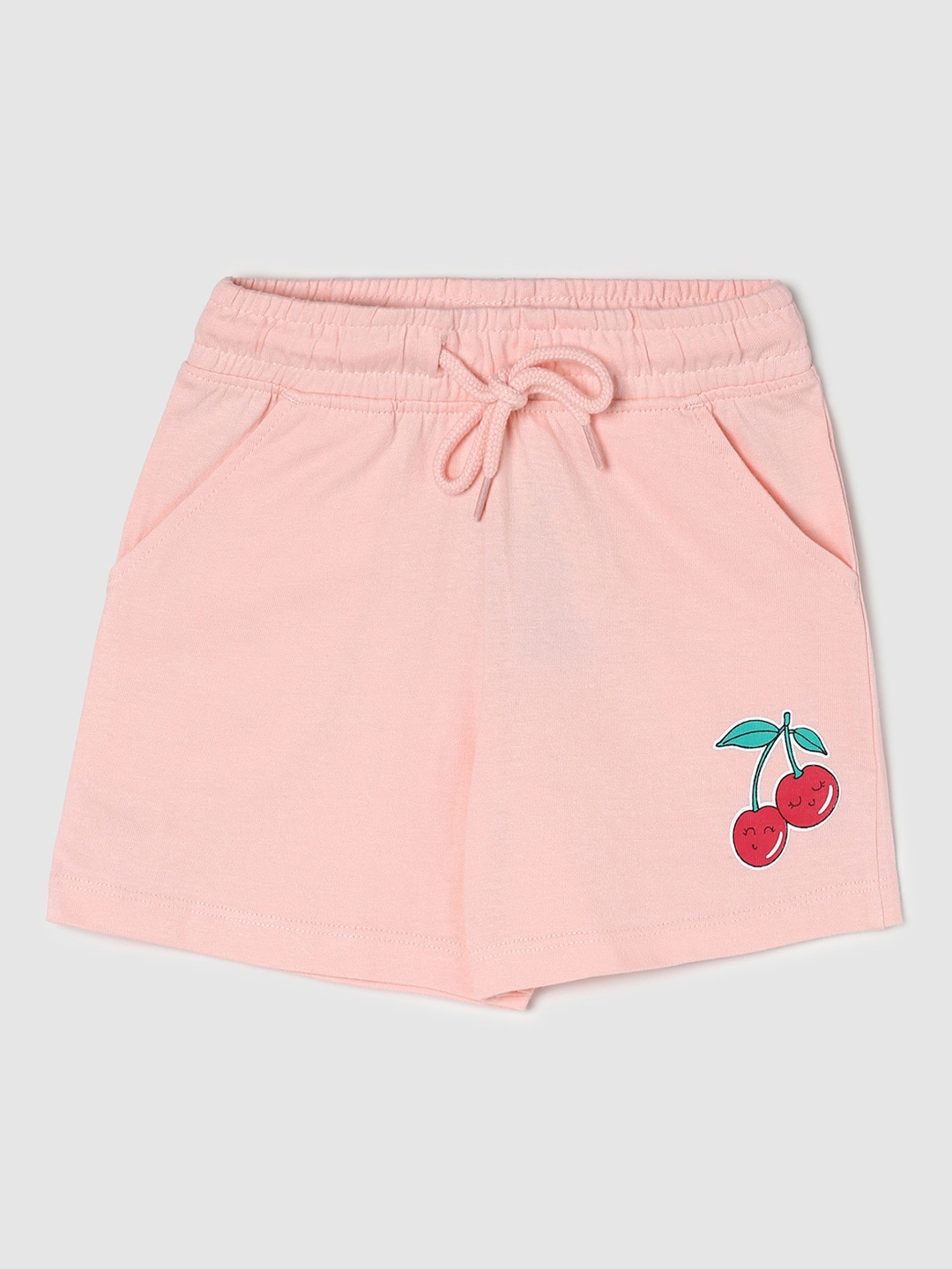 

max Girls Mid Rise Pure Cotton Shorts, Peach