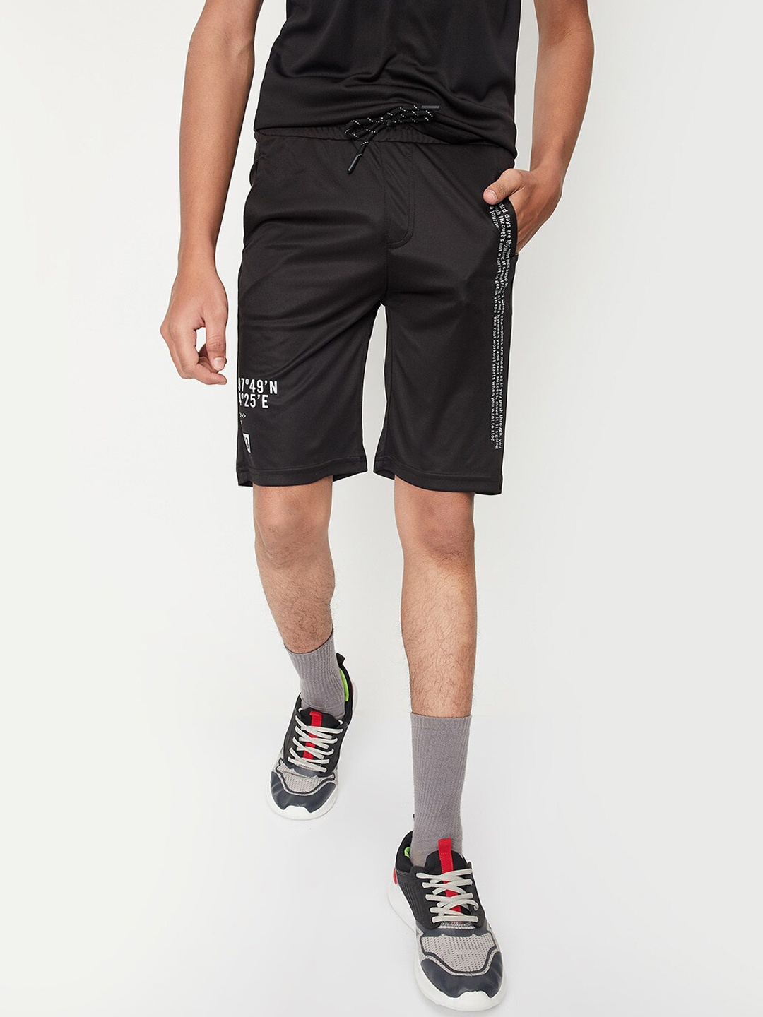 

max Boys Mid-Rise Pure Cotton Training & Gym Sports Shorts, Black