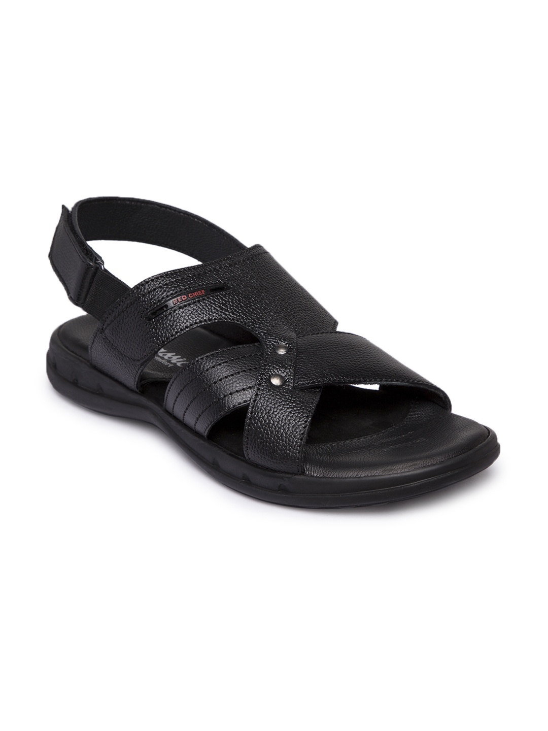 

Red Chief Men Black Leather Comfort Sandals