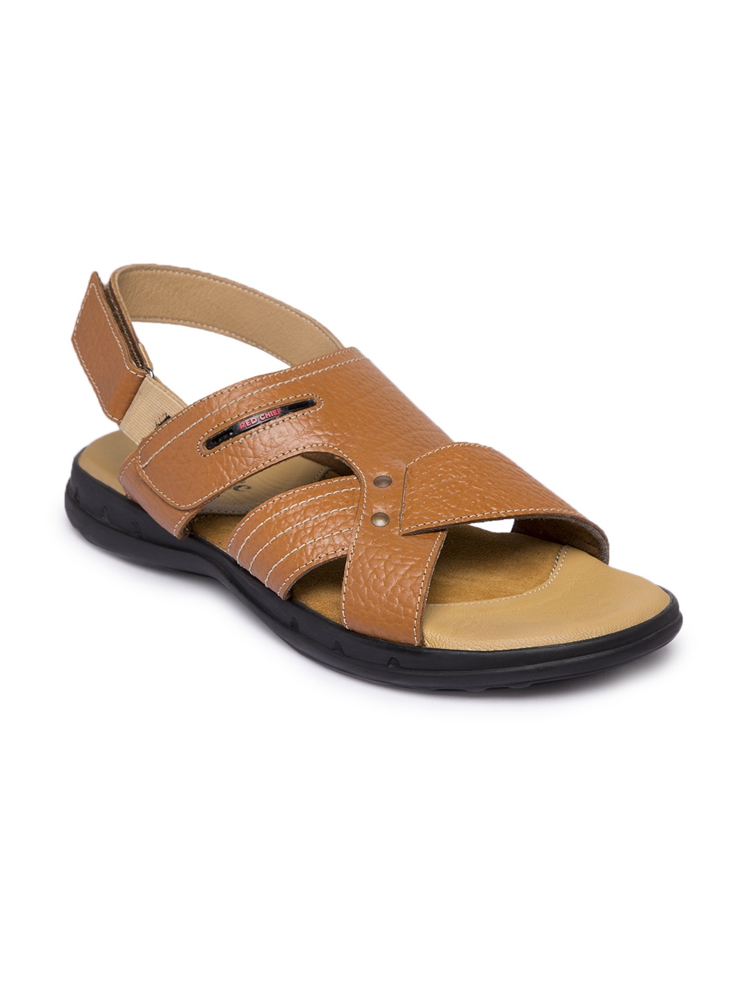 

Red Chief Men Tan Brown Leather Comfort Sandals