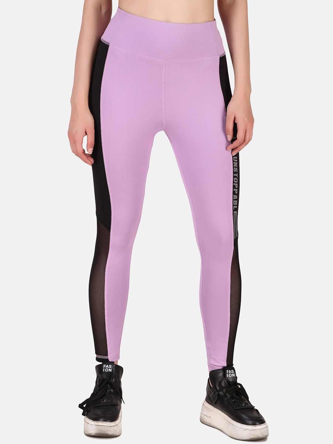 PERFKT-U Woman Printed Rapid-Dry Stretchable Sports Tights, Lavender