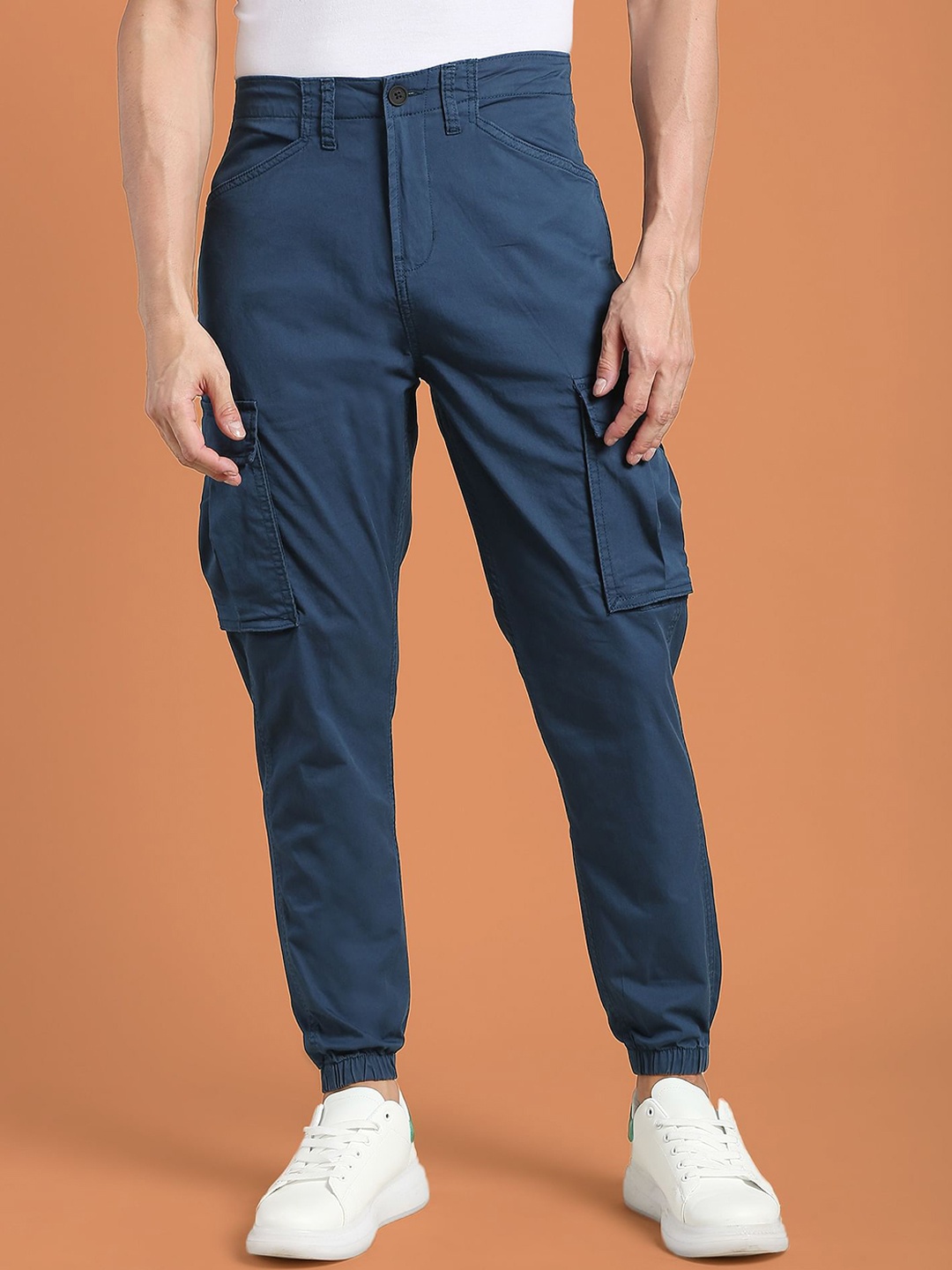 

Flying Machine Men Tapered Fit Joggers, Navy blue