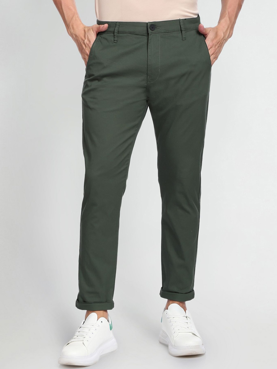 

Flying Machine Men Tapered Fit Chinos, Green