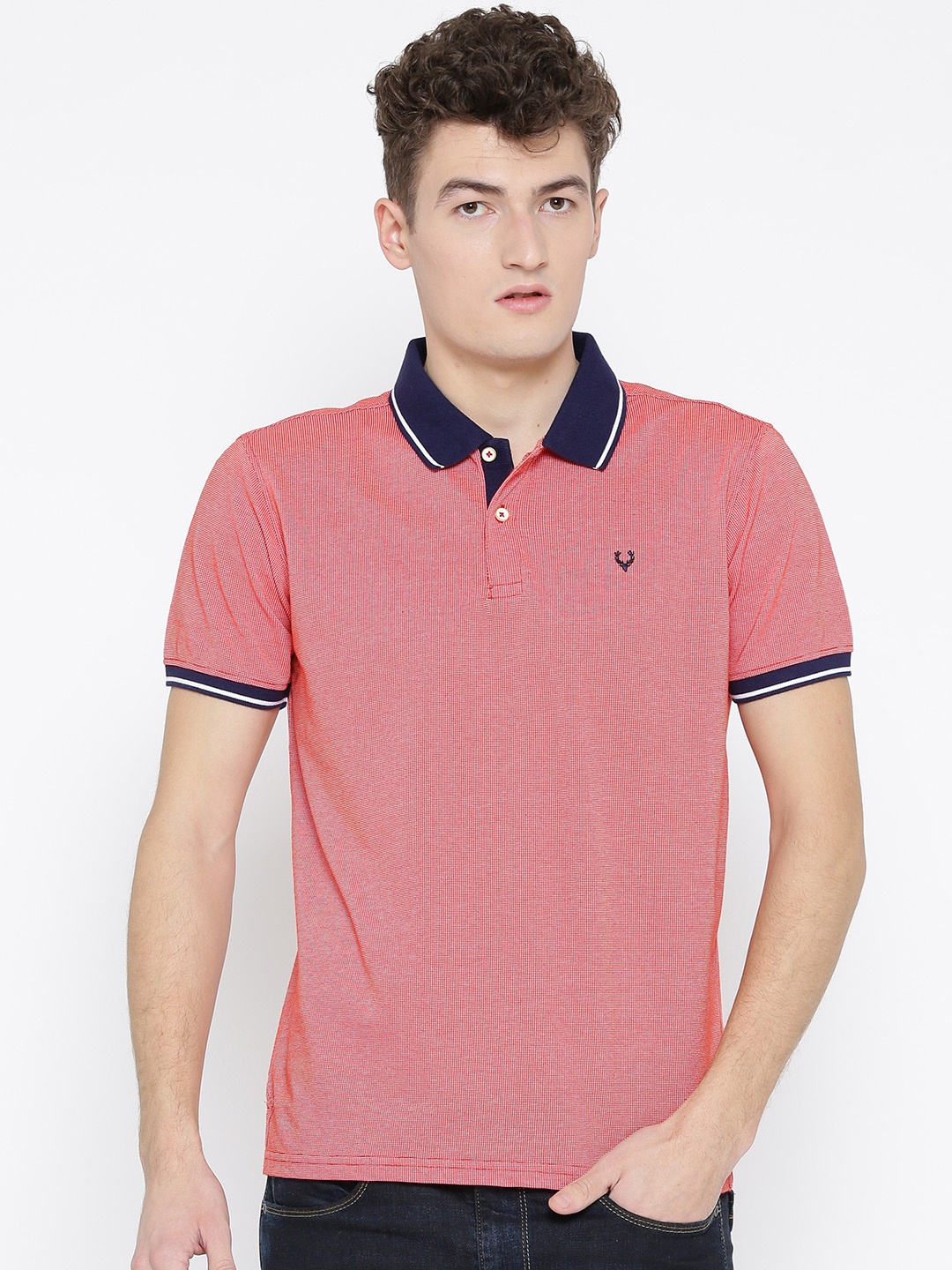 

Allen Solly Men Red Solid Polo Collar T-shirt