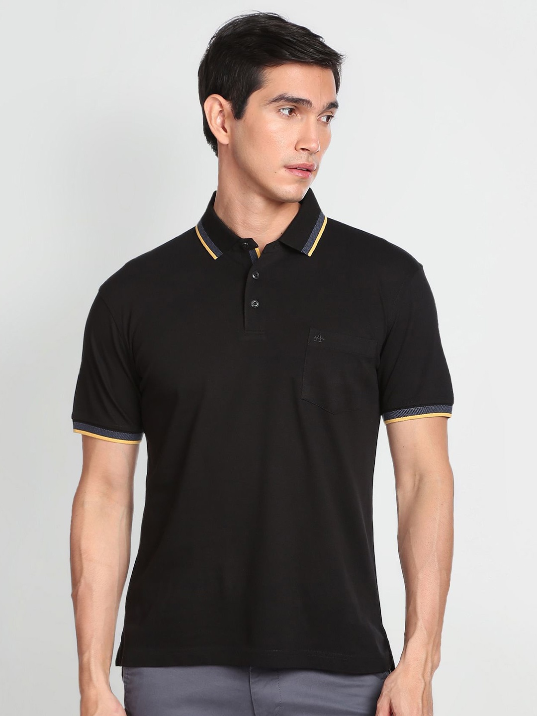 

Arrow Polo Collar Pure Cotton Casual T-Shirt, Black