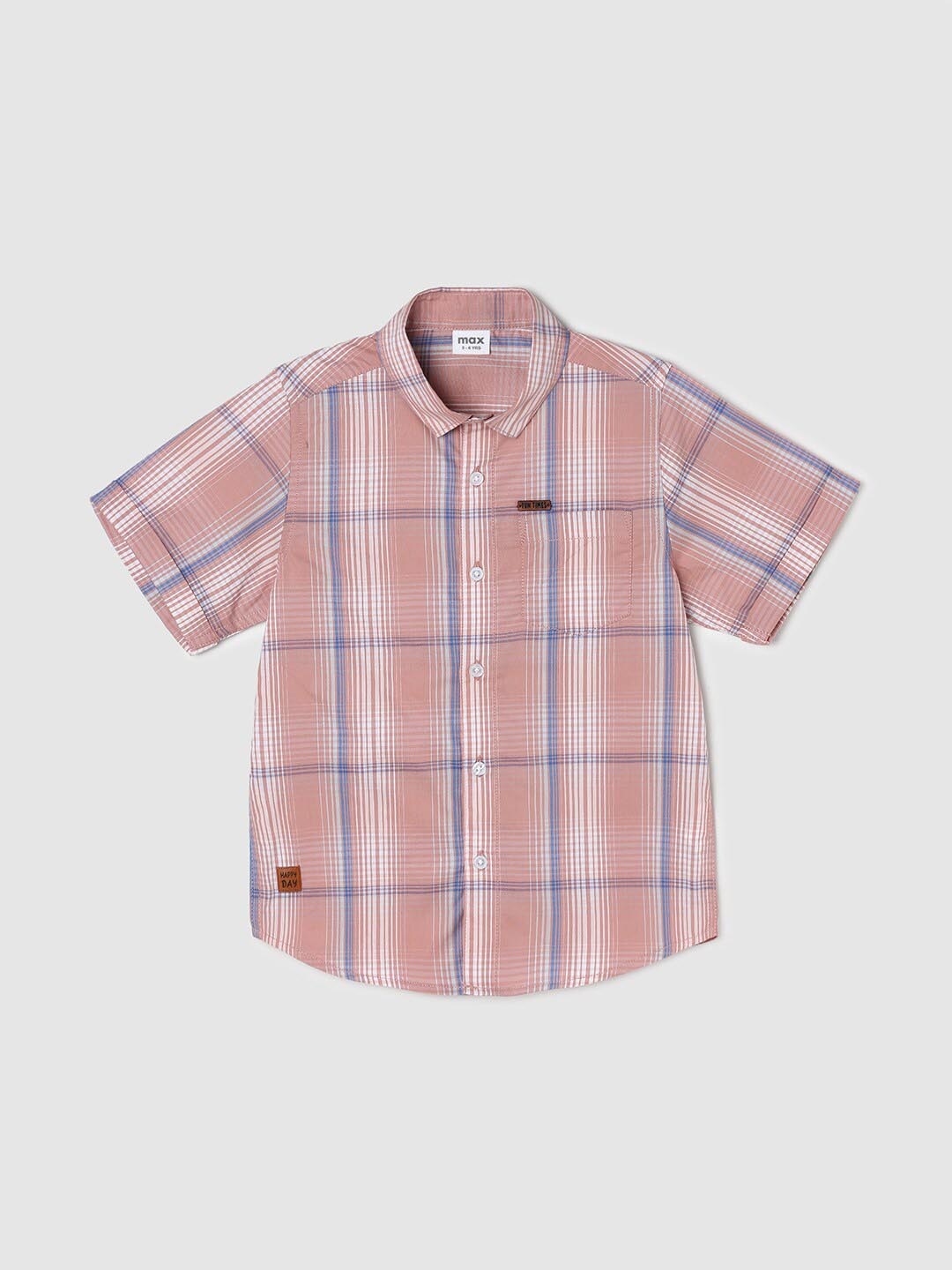 

max Boys Checked Cotton Casual Shirt, Coral