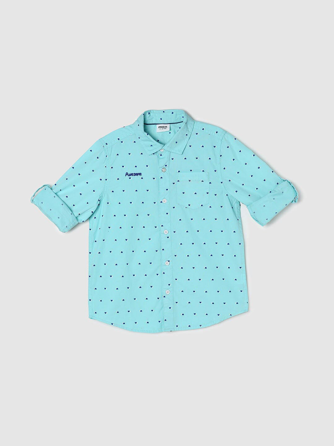 

max Boys Conversational Printed Pure Cotton Casual Shirt, Blue