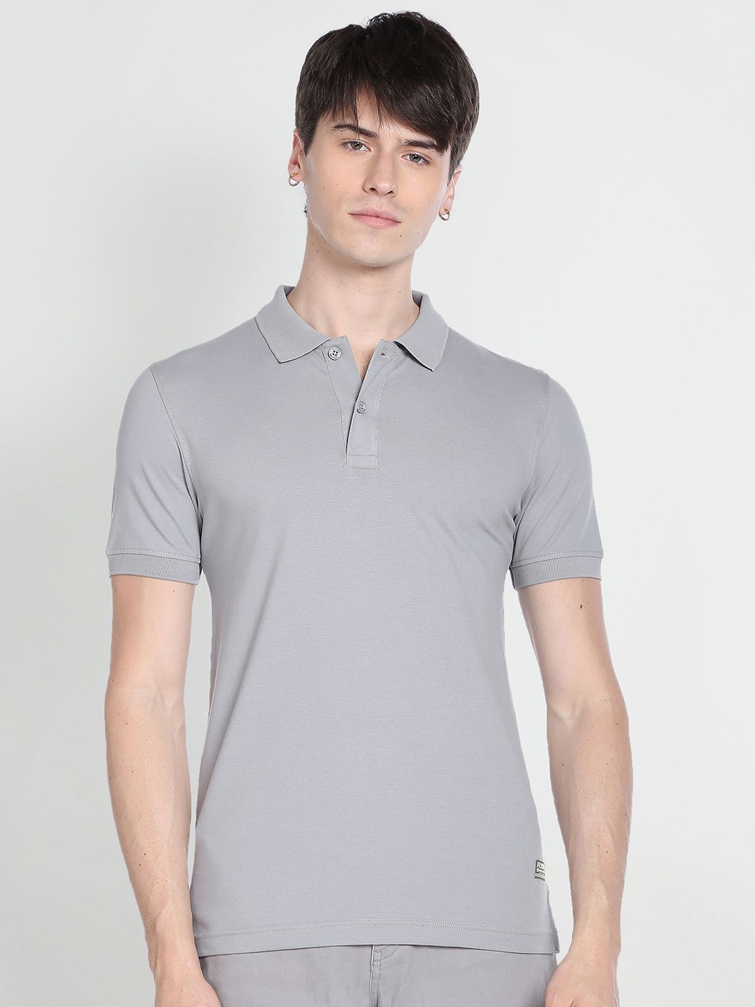

Flying Machine Polo Collar T-shirt, Grey
