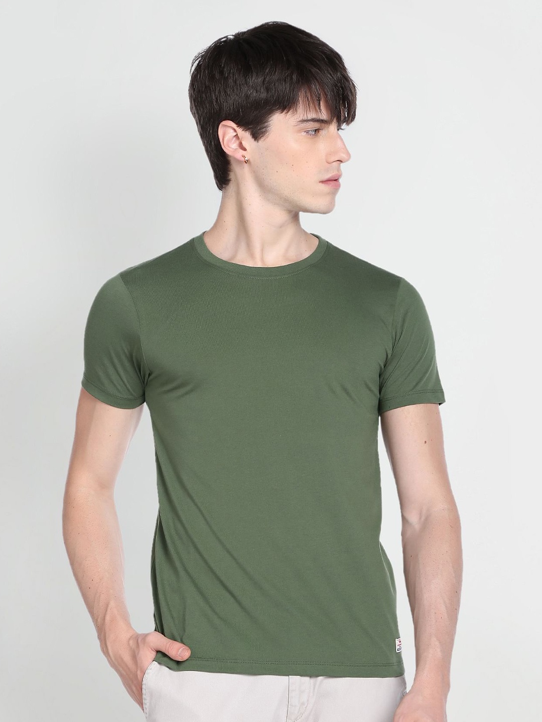 

Flying Machine Round Neck T-shirt, Green