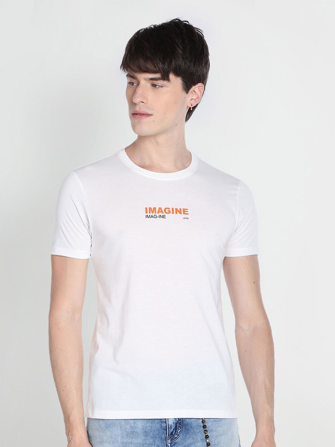 

Flying Machine Round Neck T-shirt, White