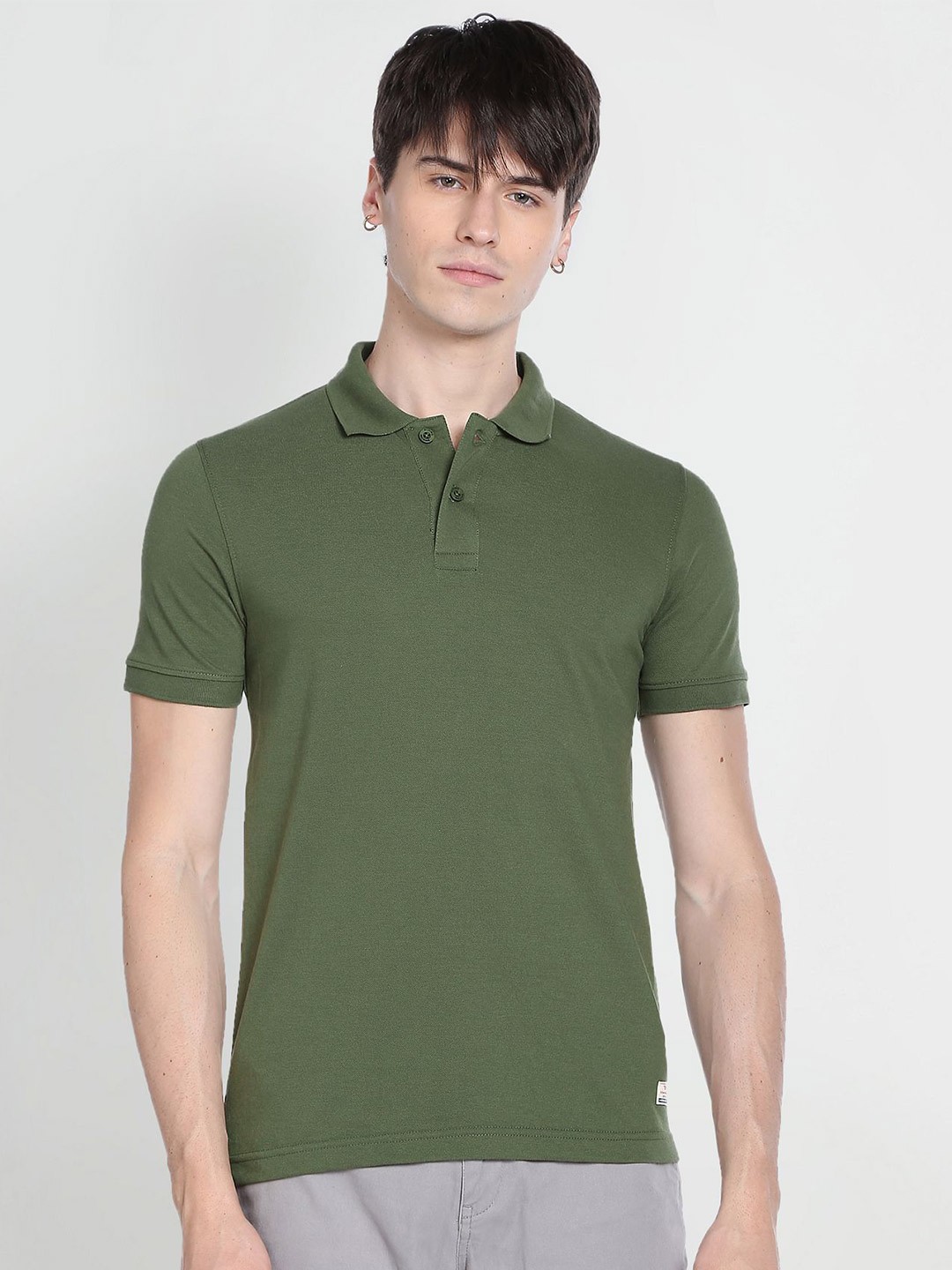 

Flying Machine Polo Collar Cotton T-shirt, Green