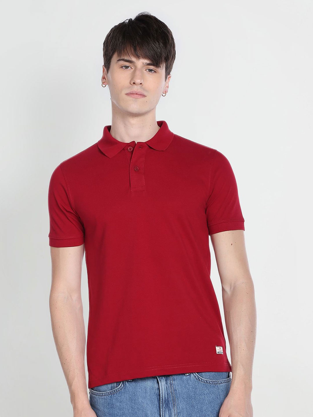 

Flying Machine Polo Collar Cotton T-shirt, Red