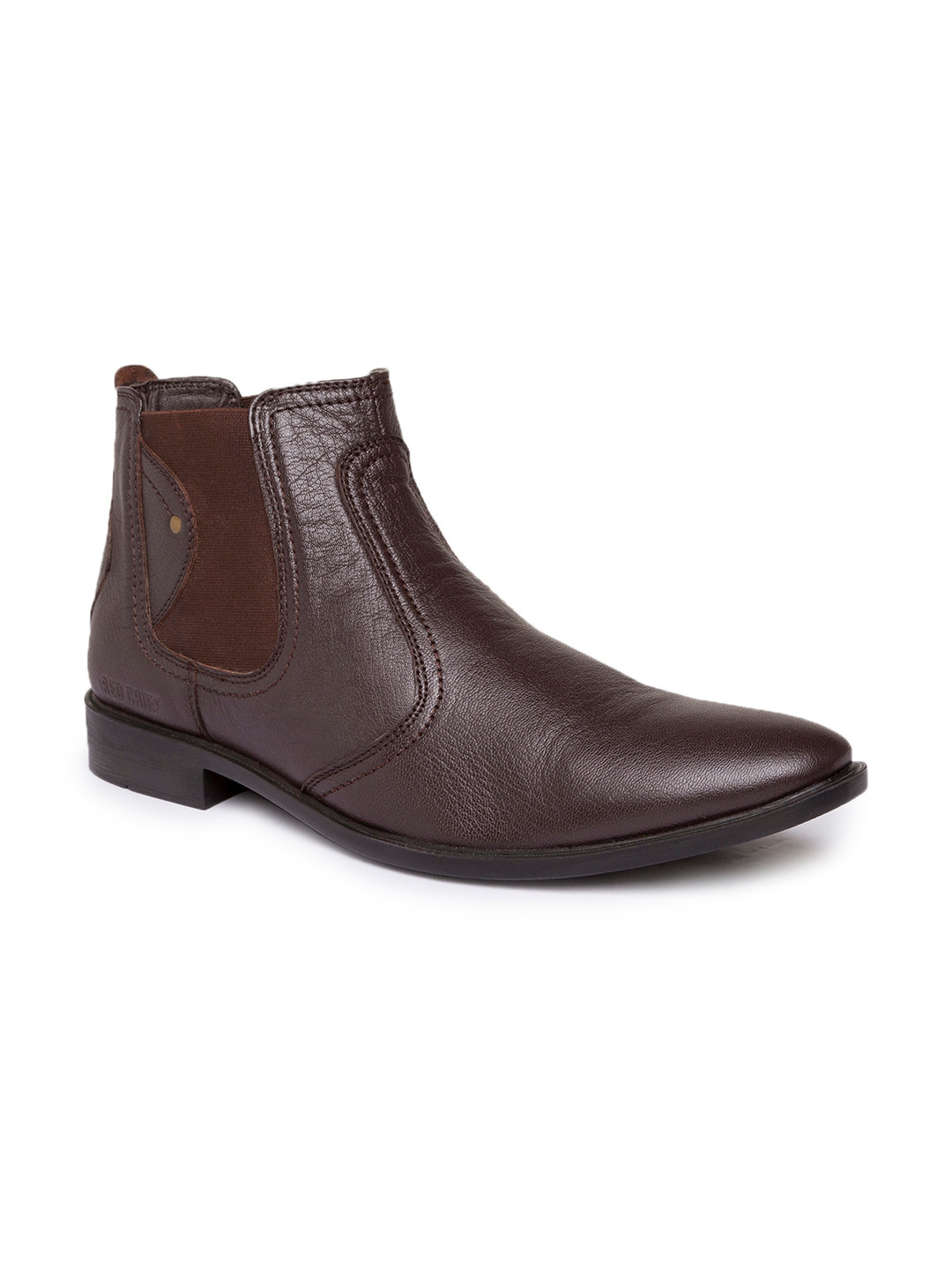 

Red Chief Men Brown Solid Leather High-Top Flat Boots