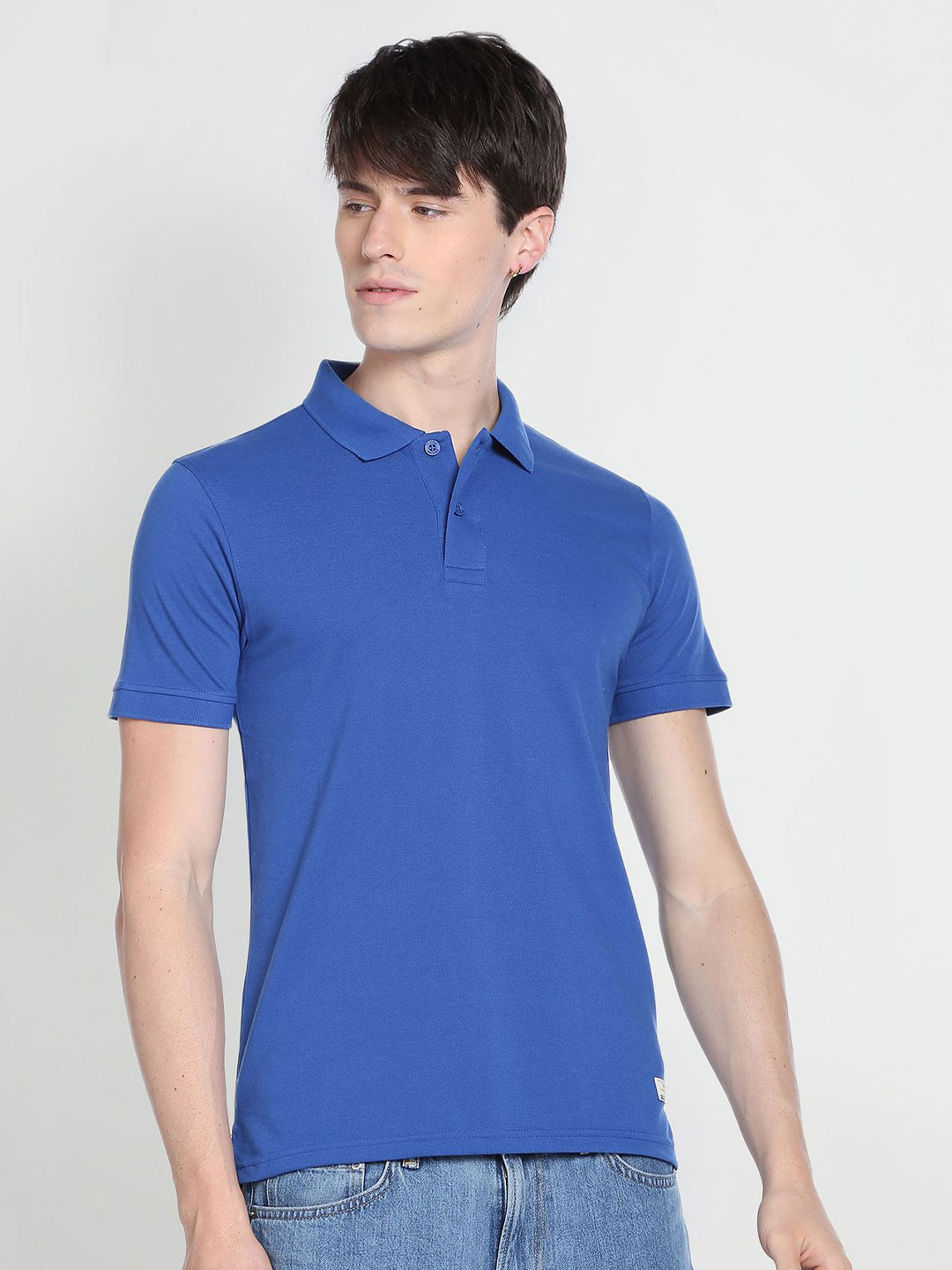 

Flying Machine Polo Collar Cotton T-shirt, Blue