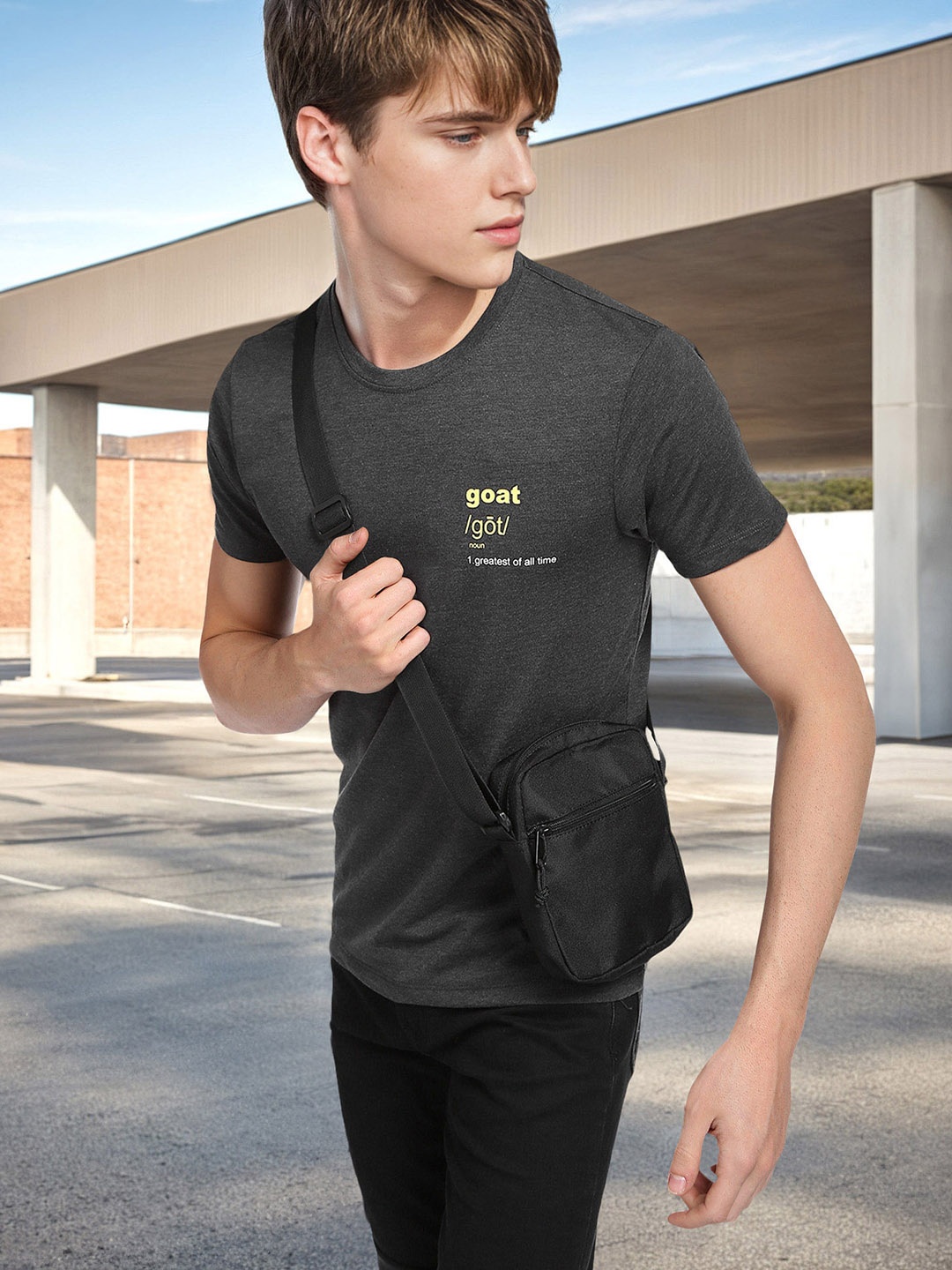 

Flying Machine Round Neck Cotton T-shirt, Grey