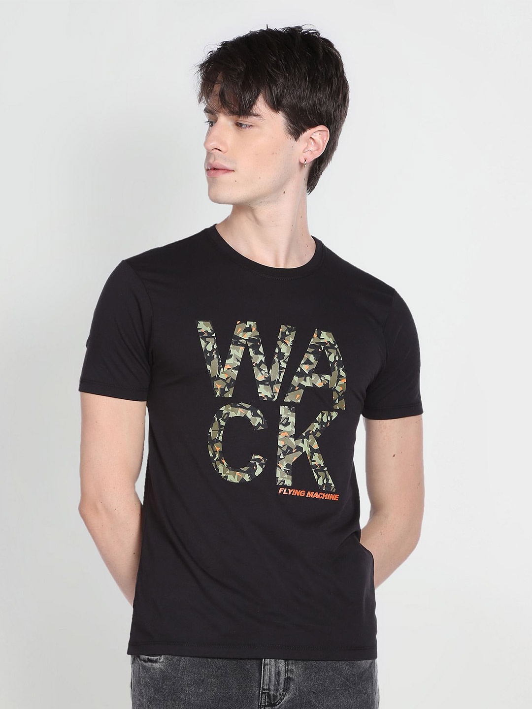 

Flying Machine Typography Printed T-shirt, Black