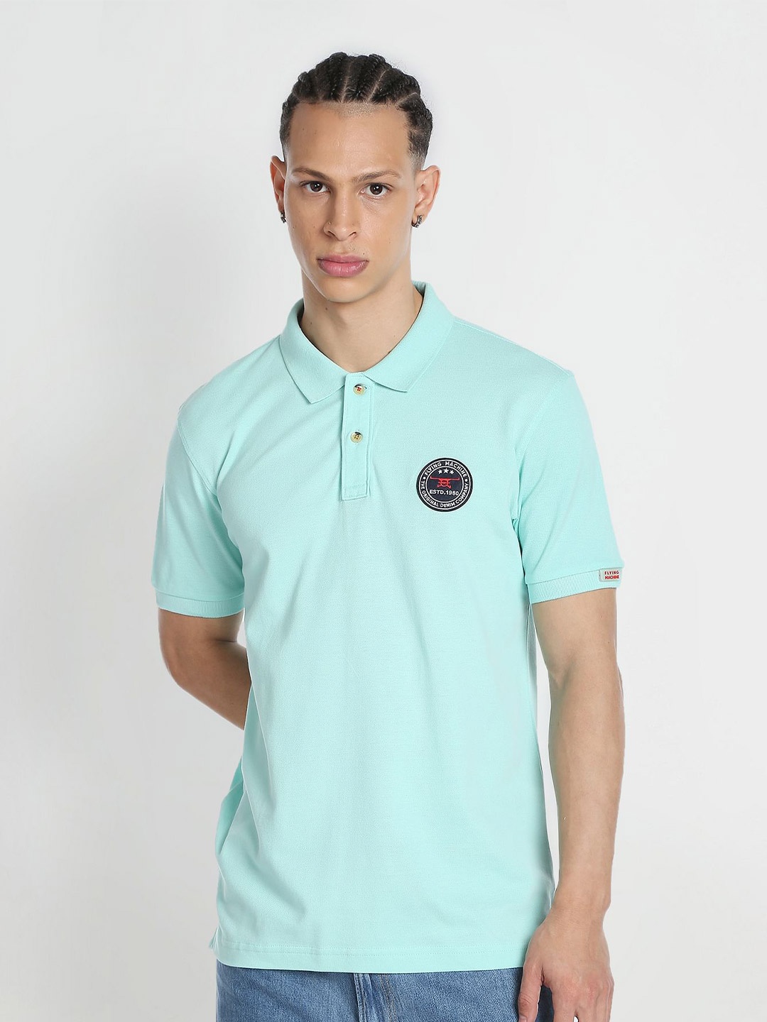 

Flying Machine Polo Collar Pure Cotton T-shirt, Green