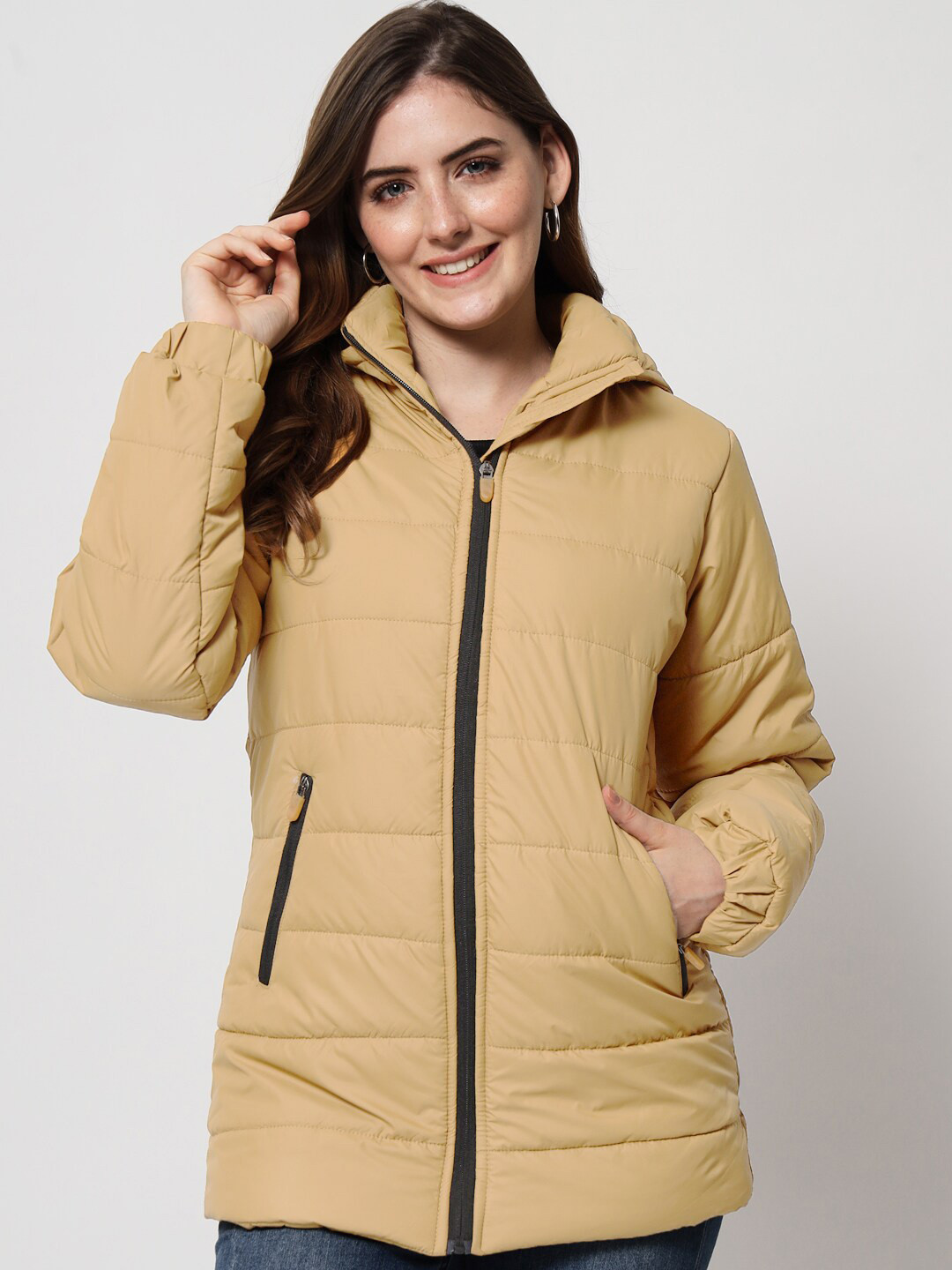

Kotty Hooded Longline Padded Jacket, Beige
