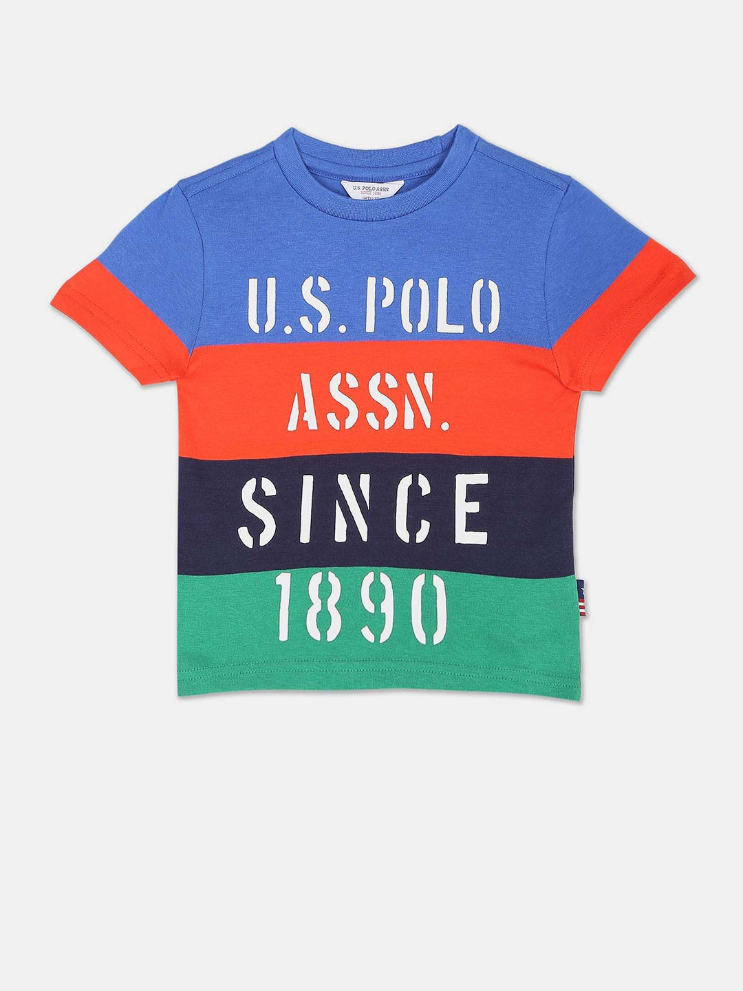 

U.S. Polo Assn. Kids Boys Typography Printed Pure Cotton T-shirt, Blue