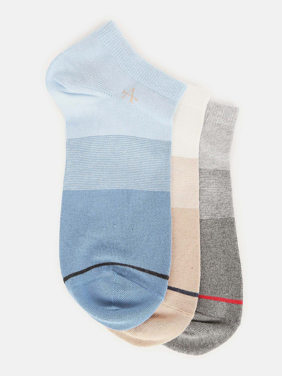 

Arrow Pack Of 3 Colourblocked Assorted Ankle Length Pure Cotton Socks