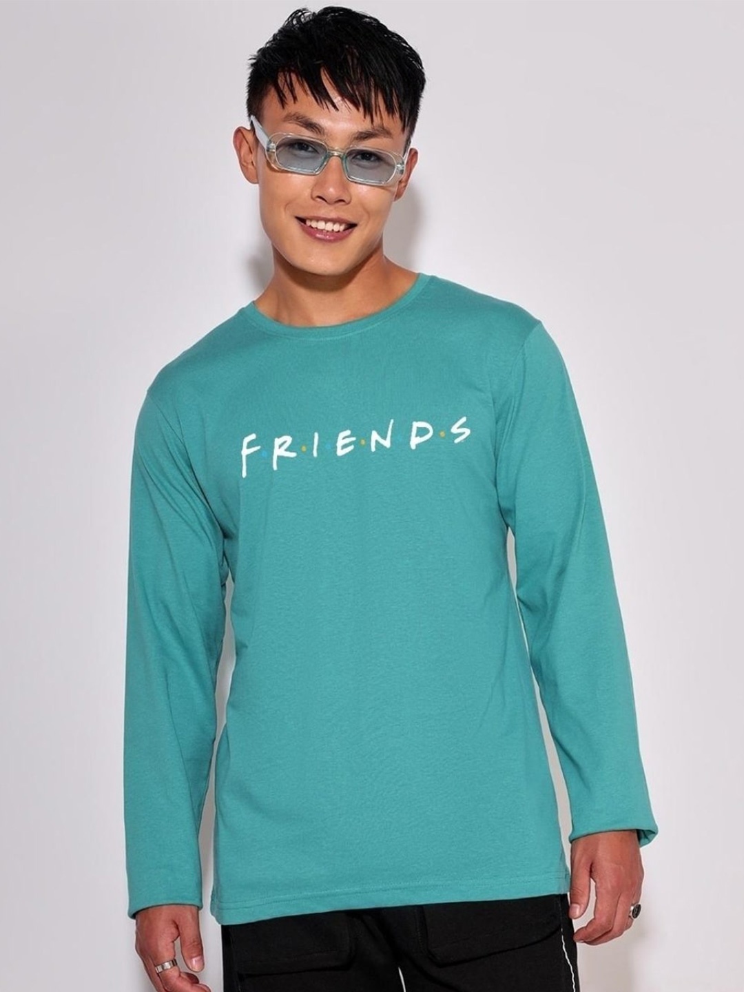 

Bewakoof x Official Friends Merchandise Men Friends Typography T-shirt, Teal