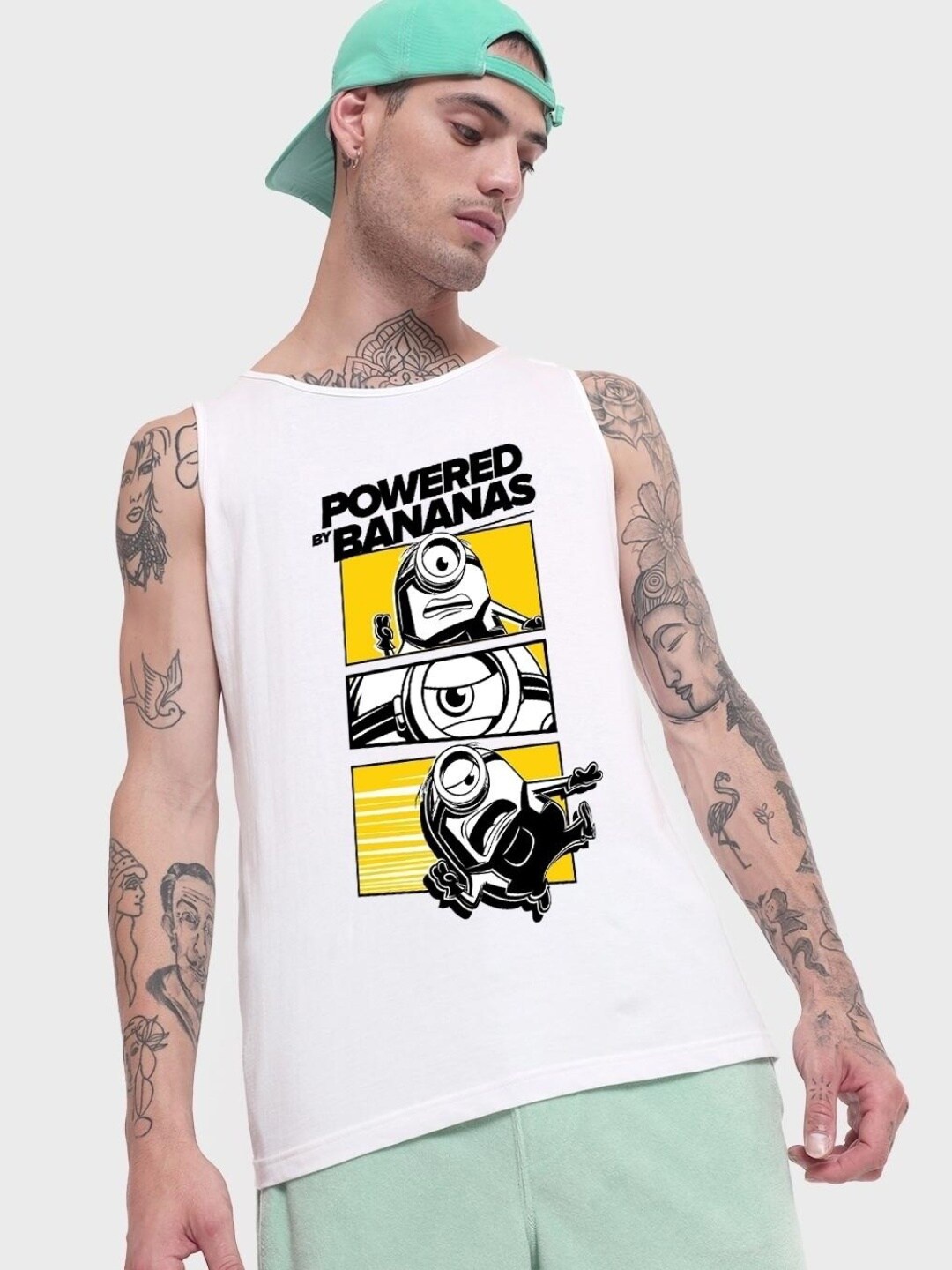 

Bewakoof X The Minions Printed Sleeveless Cotton T-shirt, White
