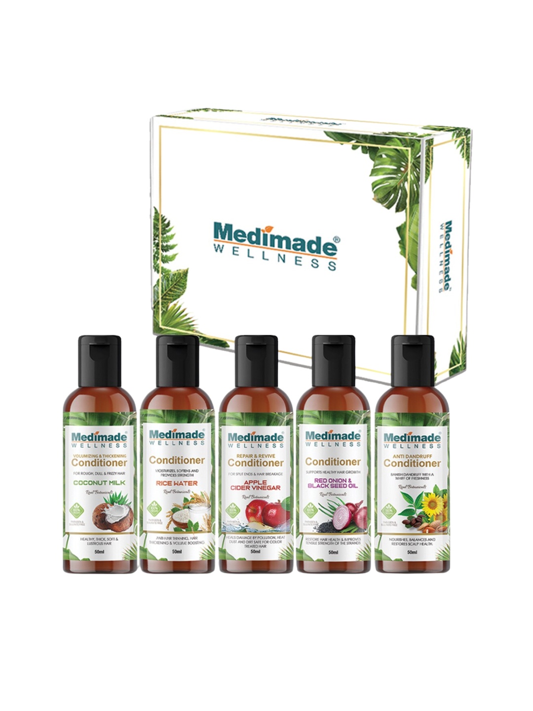 

Medimade Real Botanicals Set Of 5 Conditioner Kit - 50 ml Each, White