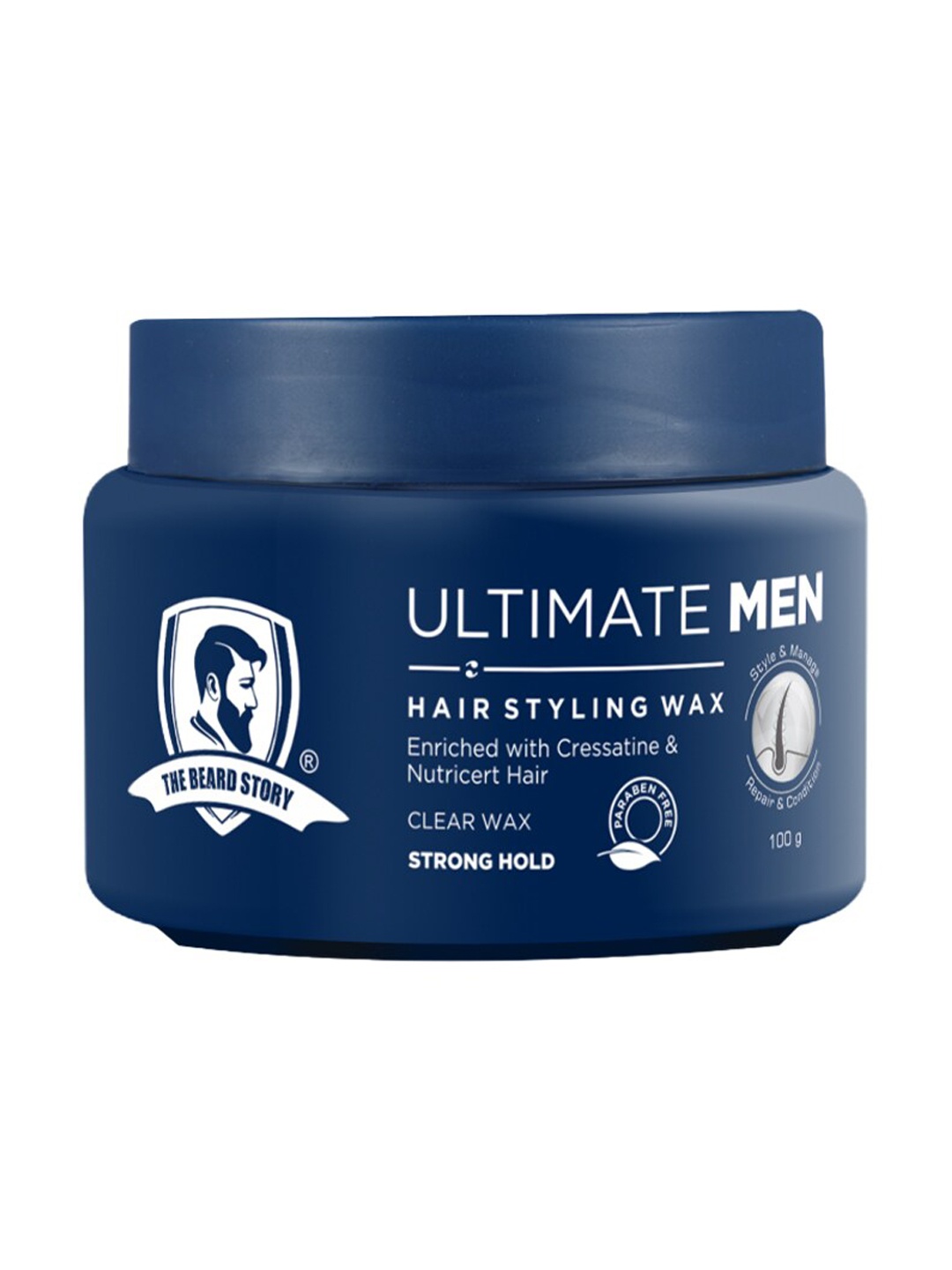

THE BEARD STORY Ultimate Men Strong Hold Hair Styling Wax with Cressatine - 100 g, Blue
